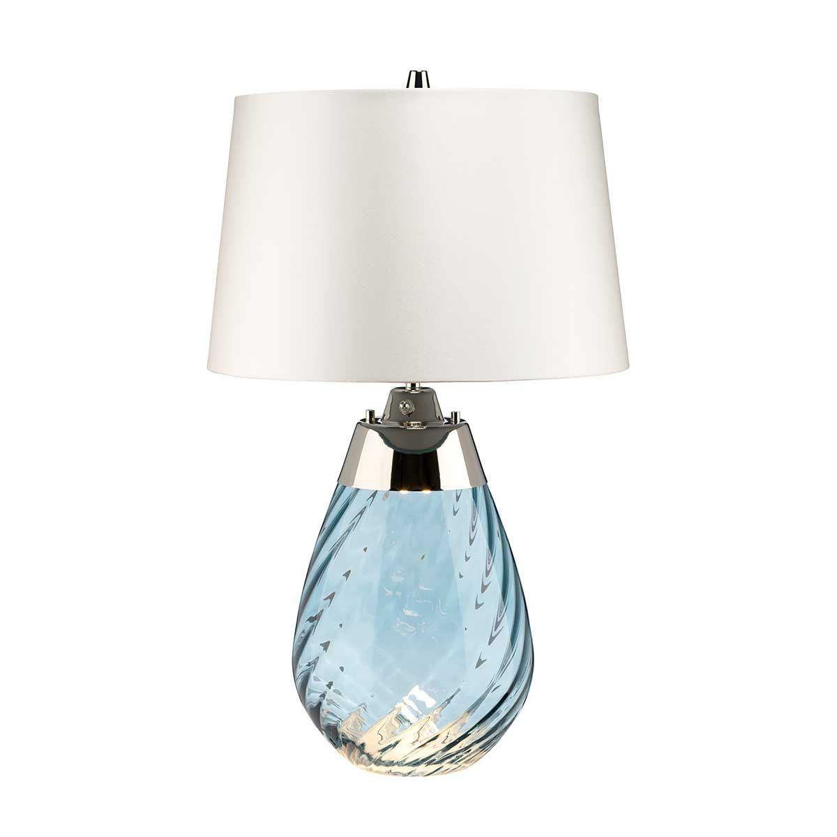 Lampe à poser en verre – bleue et argentée Abat-jour blanc H: 60,5cm