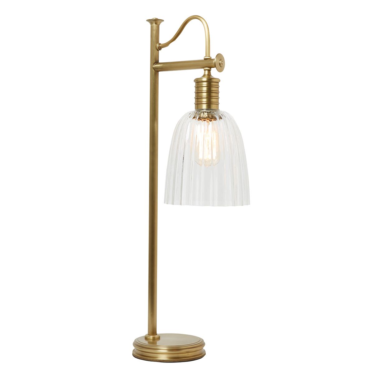 Lampe à poser en métal et verre, doré
