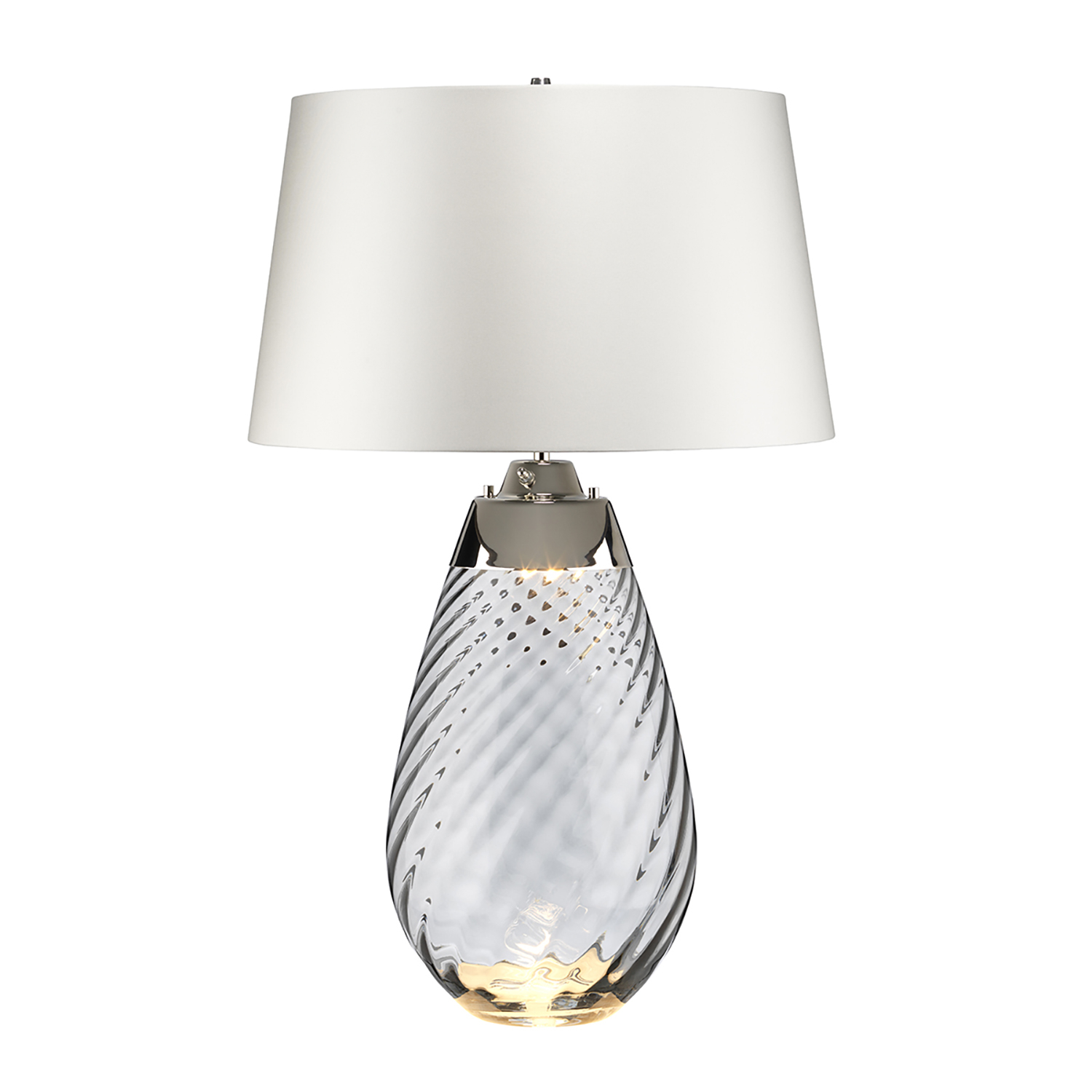 Lampe à poser en verre -Grise et argentée Abat-jour blanc H: 74cm