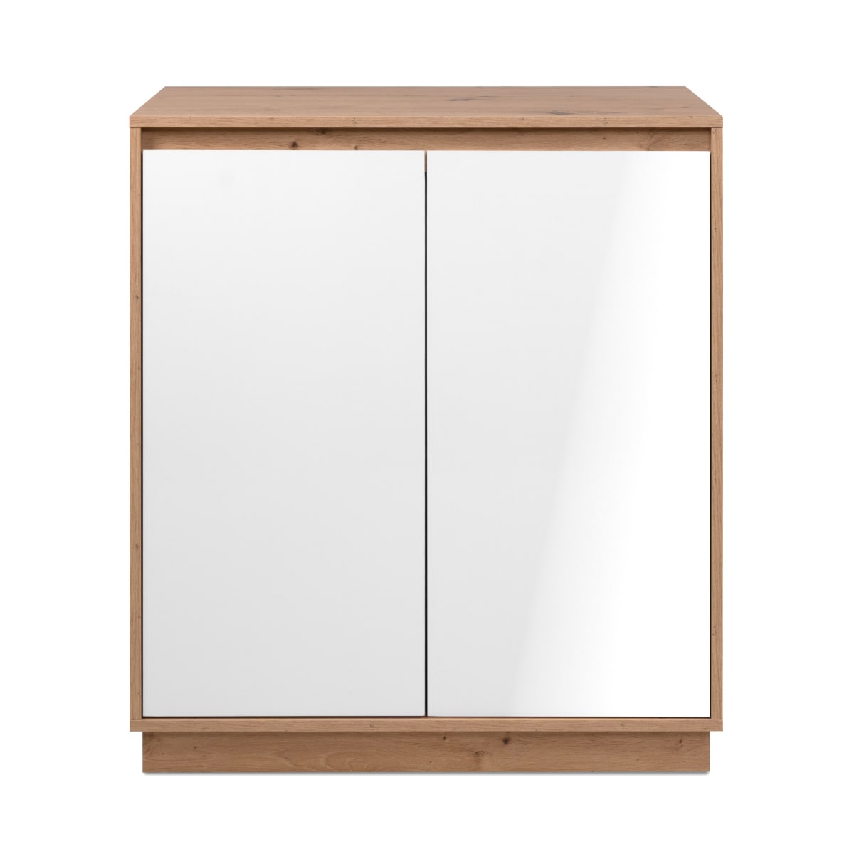 Petit buffet 2 portes L79 cm – Chêne artisan / Blanc brillant