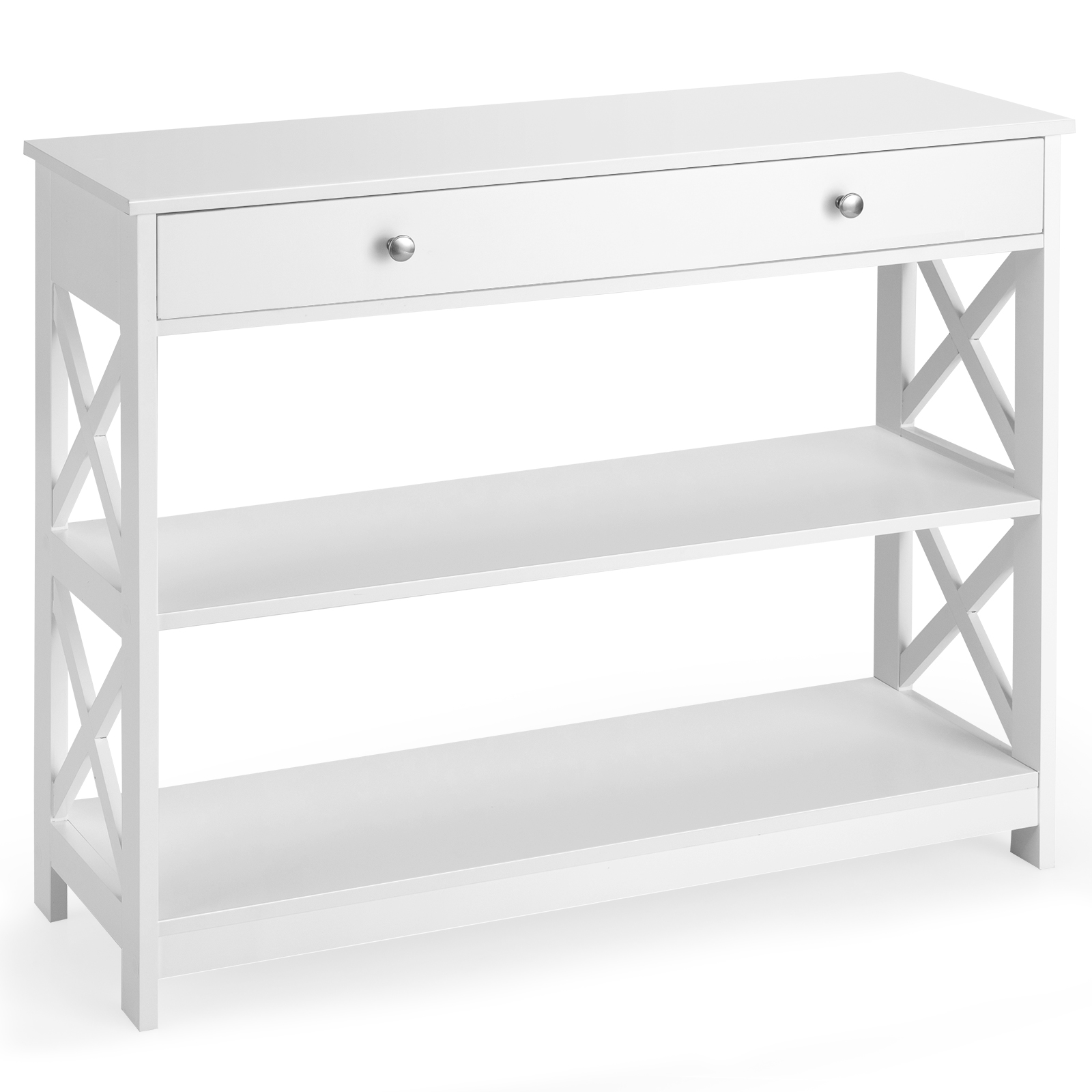Console 3 niveaux design et moderne blanc 30,5 x 94 x 79 cm