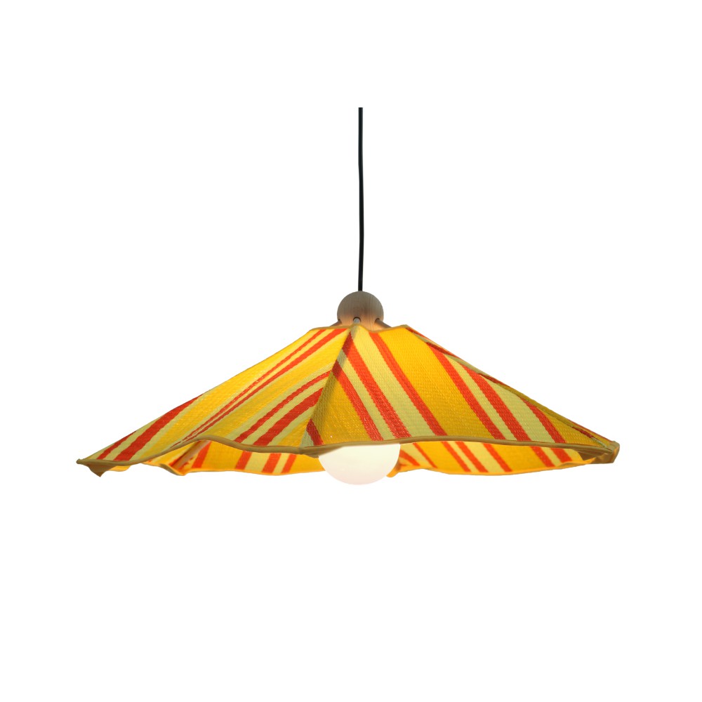 Suspension en hêtre avec natte jaune D.65cm