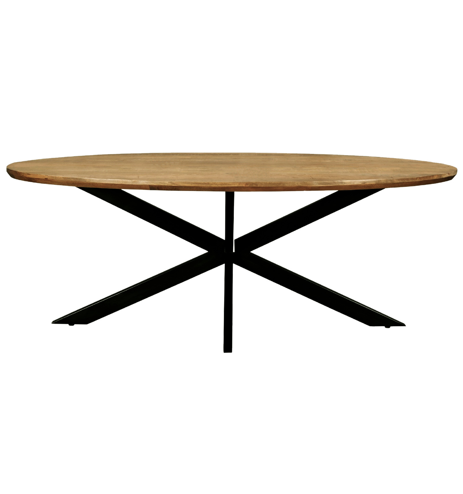 Table à manger ovale 8/10 personnes L.210 cm, Manguier et métal