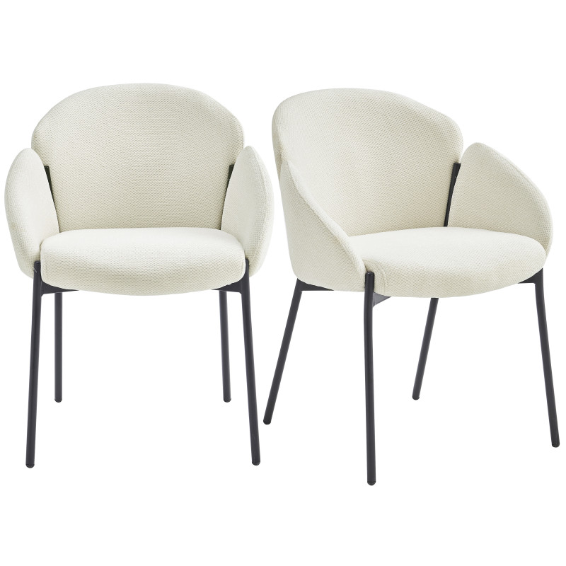 Chaise en tissu Luxury Ecru et métal noir (x2)
