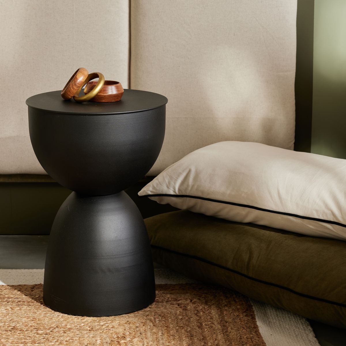 Table d’appoint et tabouret rond en métal MATCHA