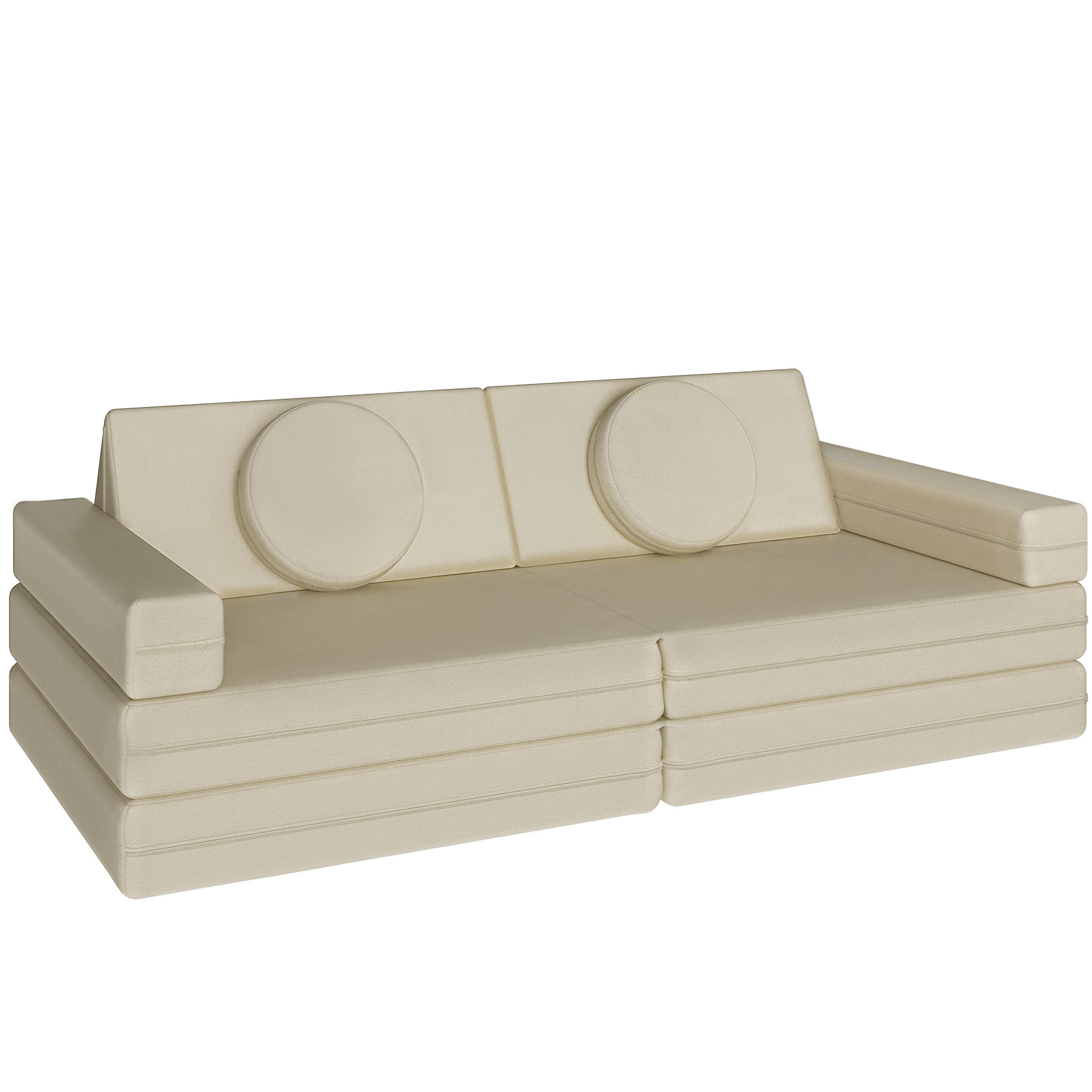 Canapé modulable de jeu 8 pièces avec fonction de couchage beige