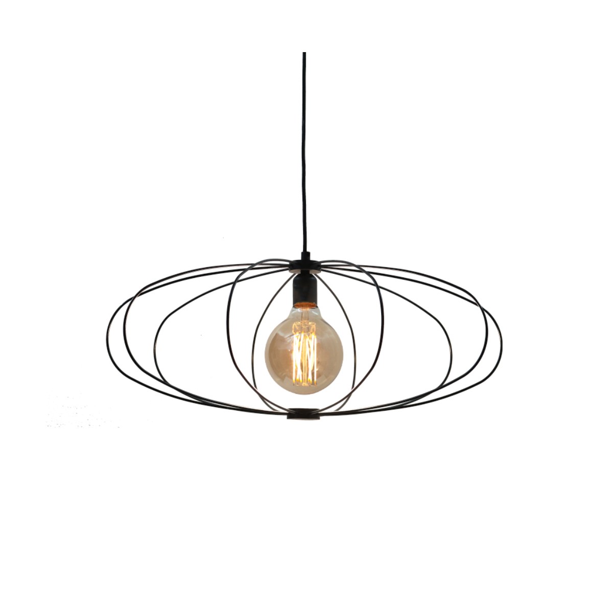 Suspension filaire ovale noir D.60cm