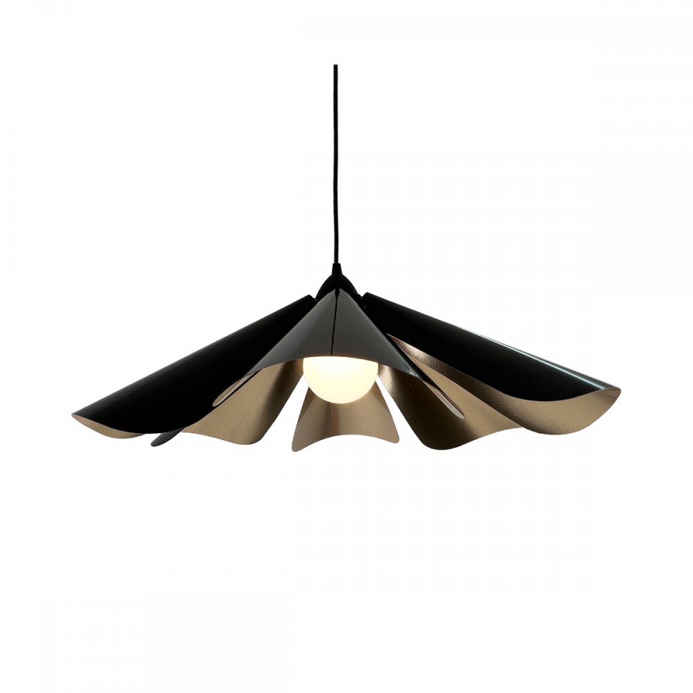 Suspension en pétales de papier noir métal D.60cm