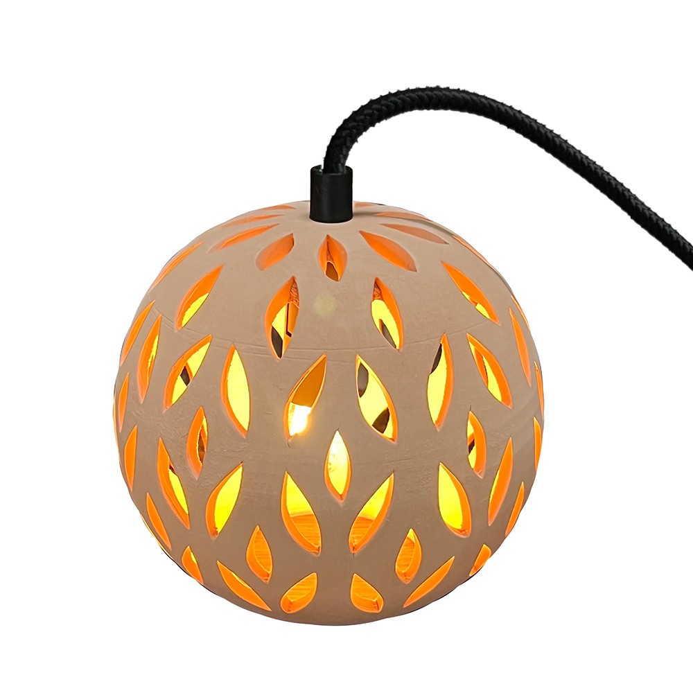 Lampe en terre cuite naturelle avec câble noir D.15cm