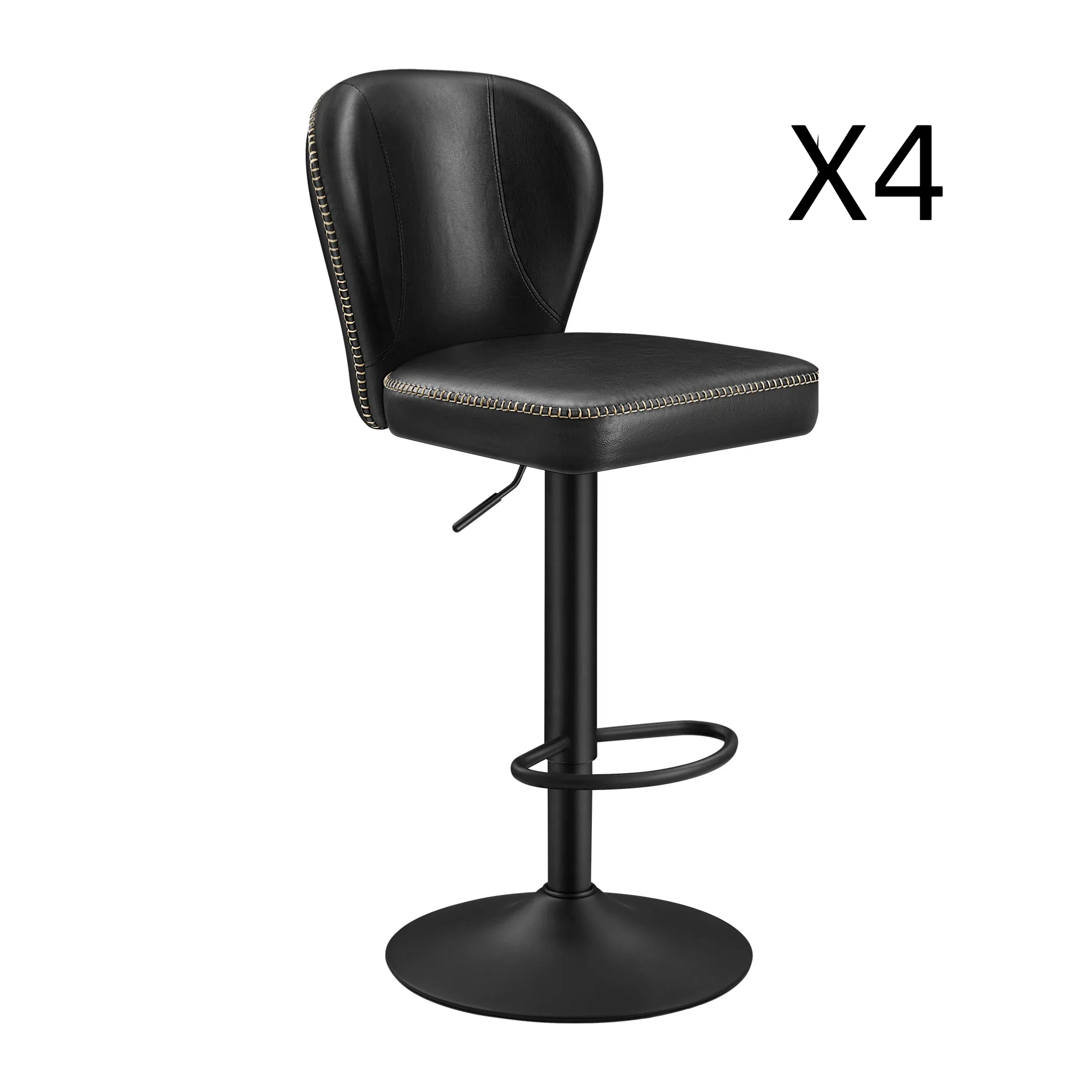 Tabourets de bar pivotant à 360° lot de 4 hauteur réglable noir