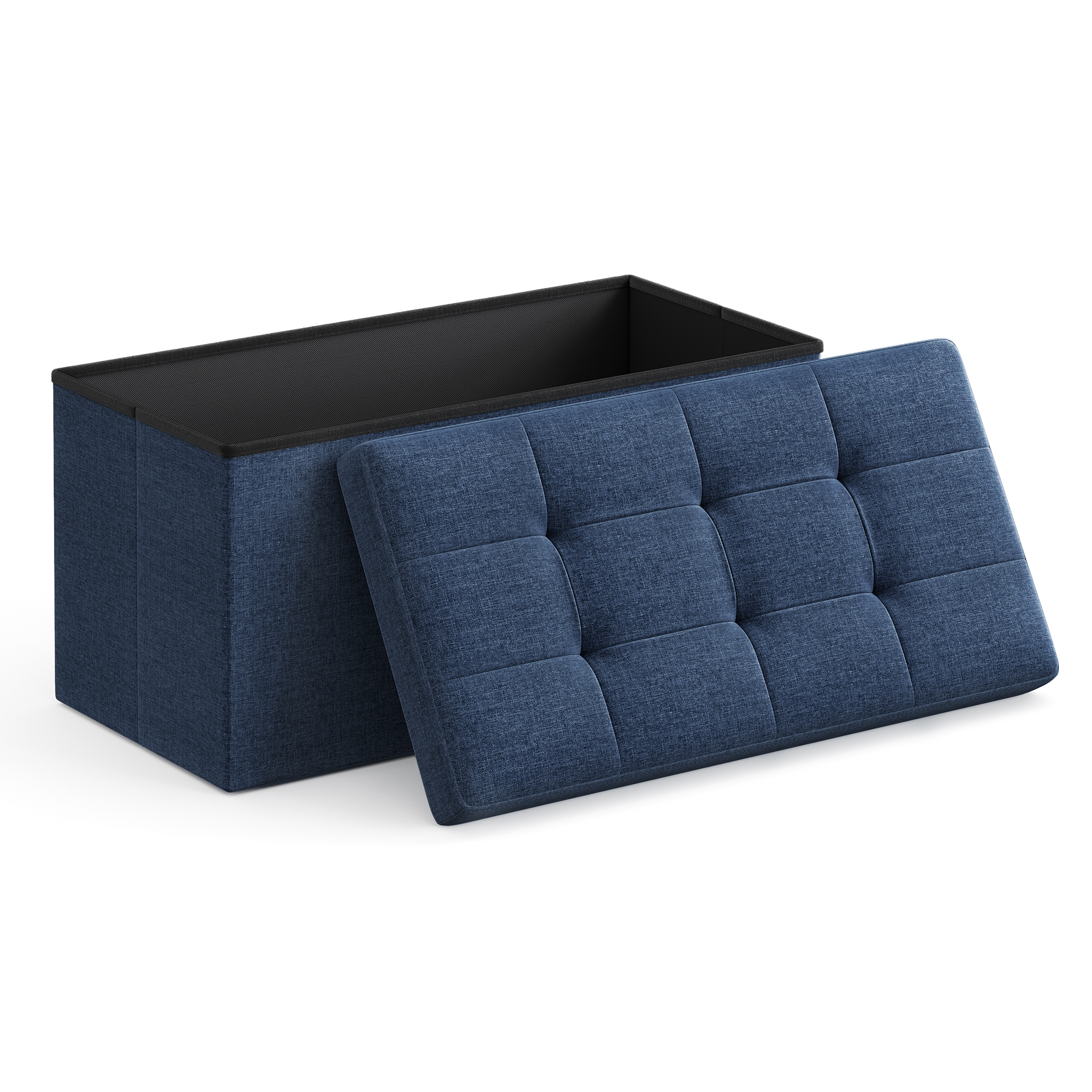 Banc de rangement pliant 76 x 38 x 38 cm bleu foncé