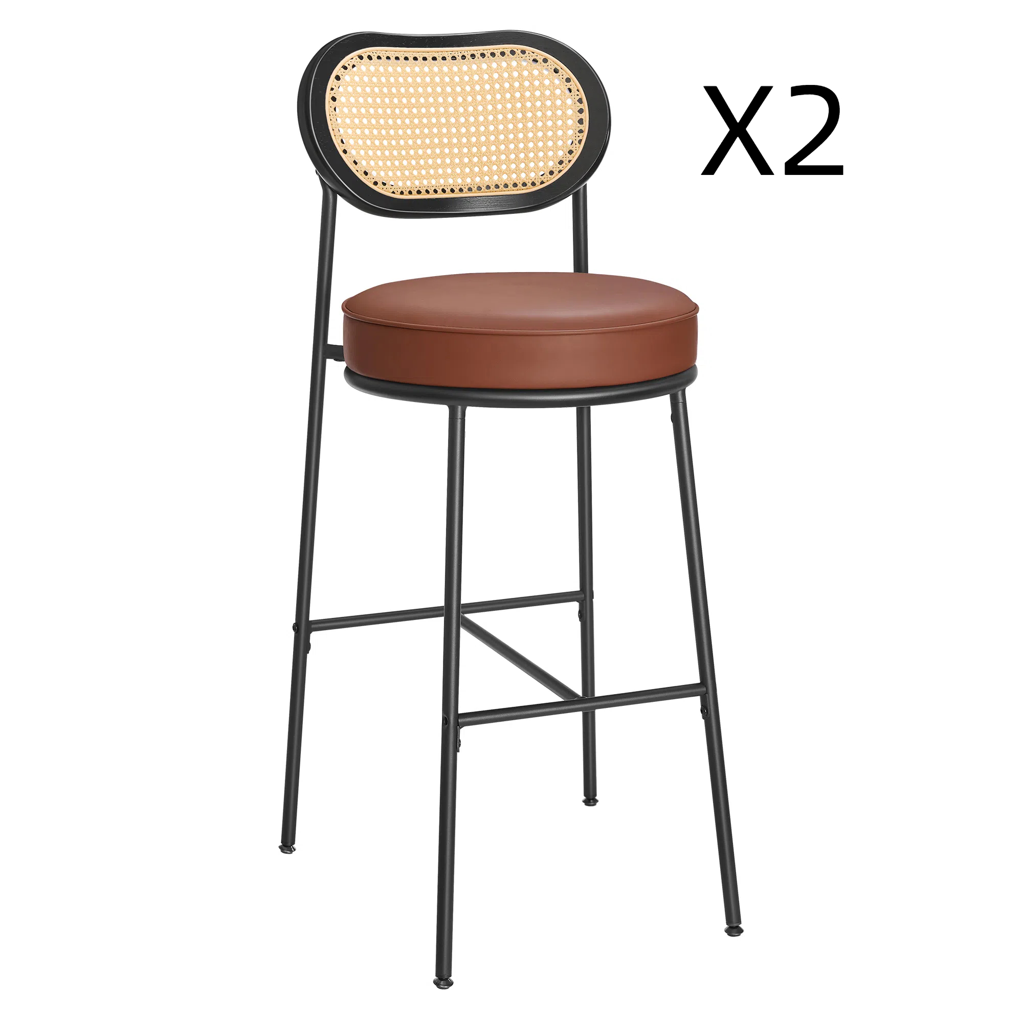 Lot de 2 tabourets de bar avec dossier 48,2 x 45,7 x 104,7 cm marron