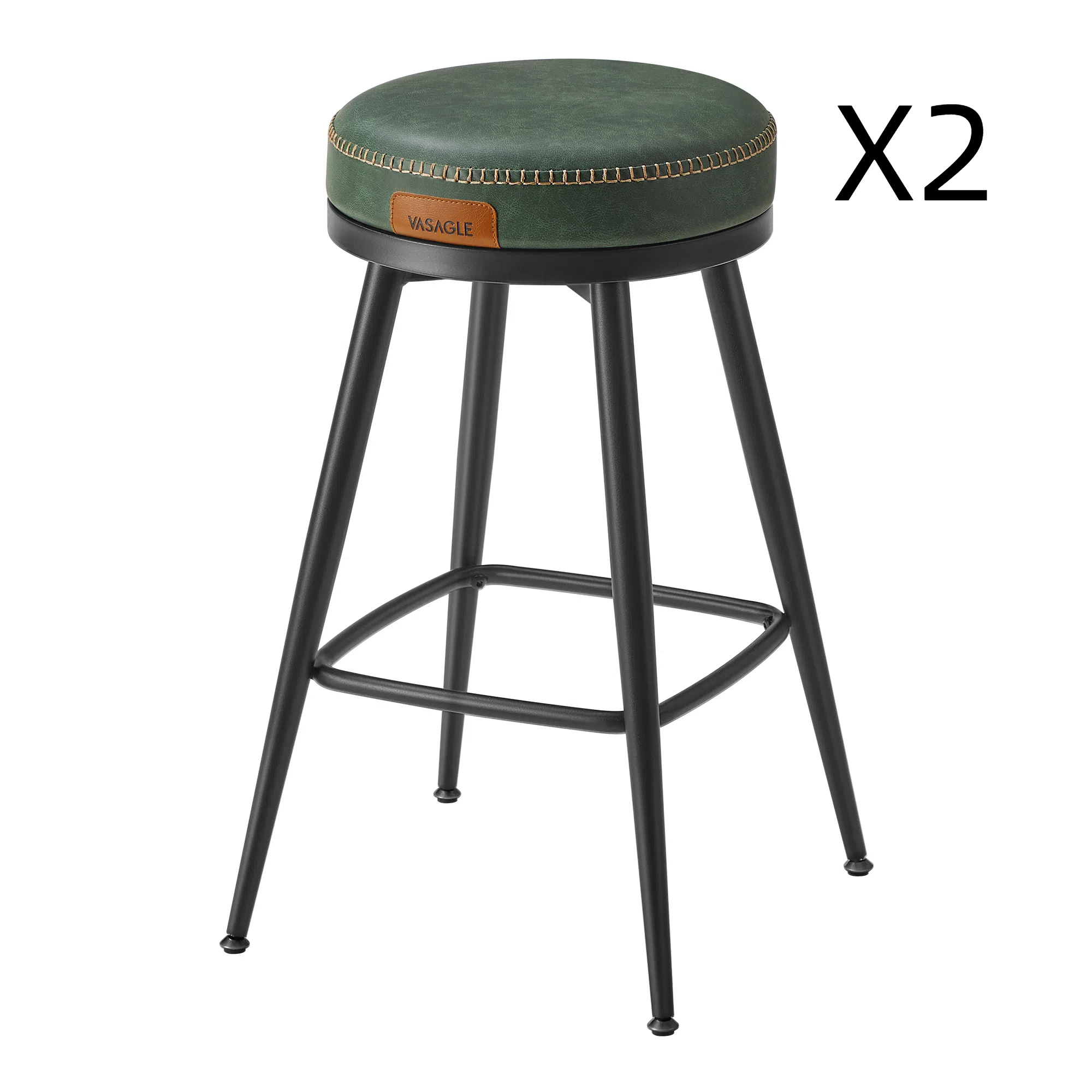 Tabourets de bar lot de 2 siège pivotant hauteur 65 cm vert