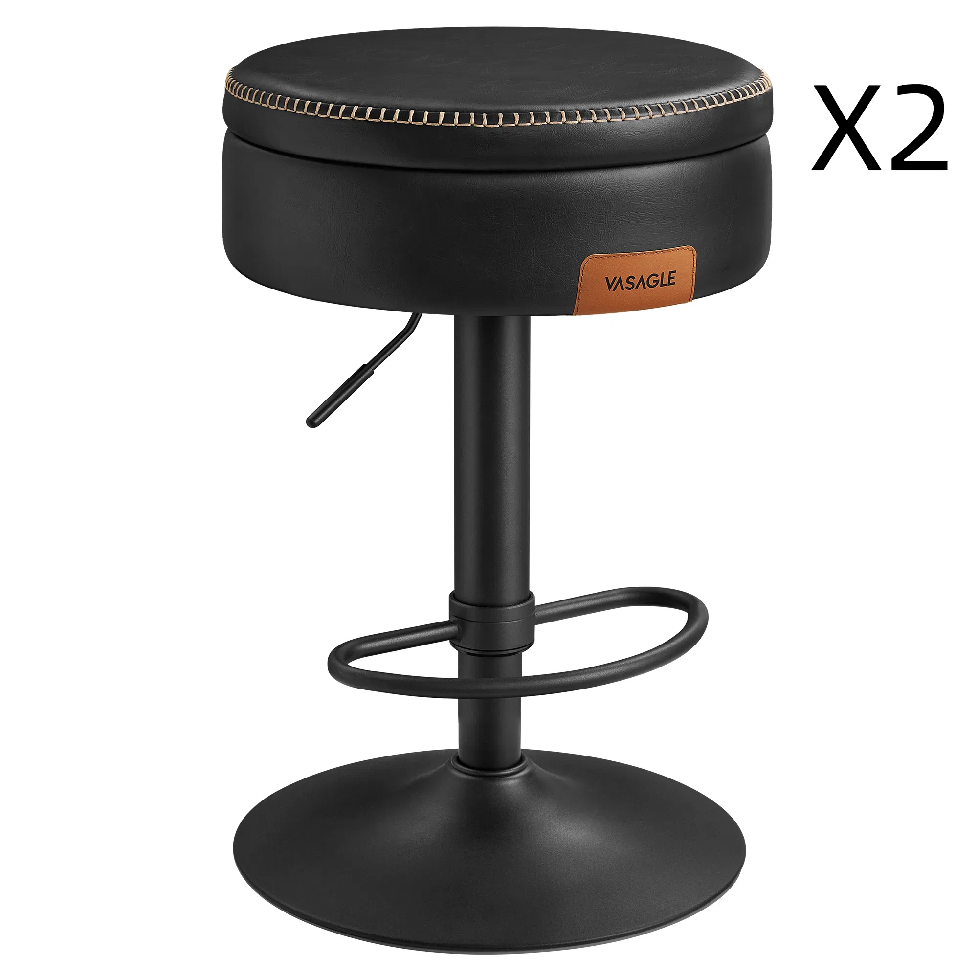 Tabourets de bar pivotant à 360° lot de 2 hauteur réglable noir