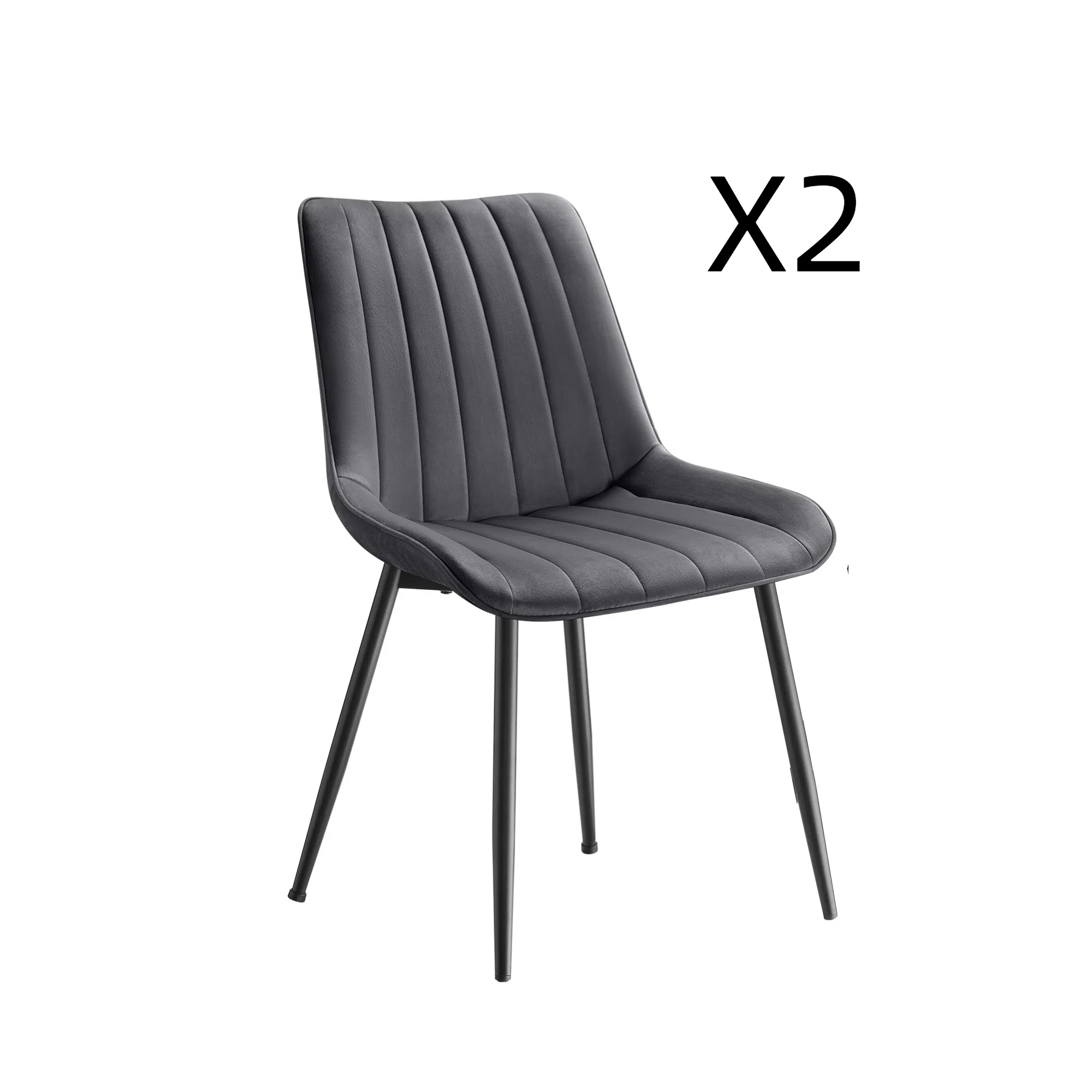 Lot de 2 chaises de salle à manger gris