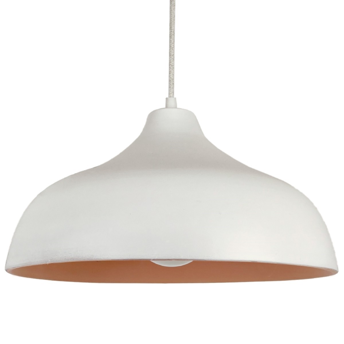 Suspension en terre cuite blanc D.35cm – Câble textile noir