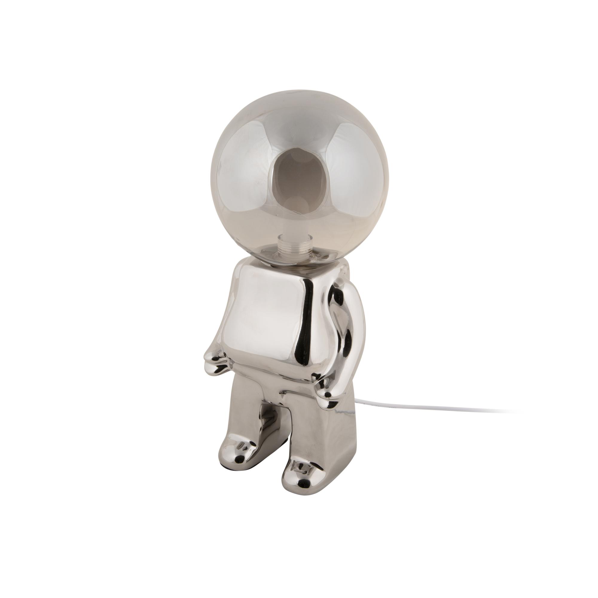 Lampe de table cosmonaute à led en céramique chrome h27cm