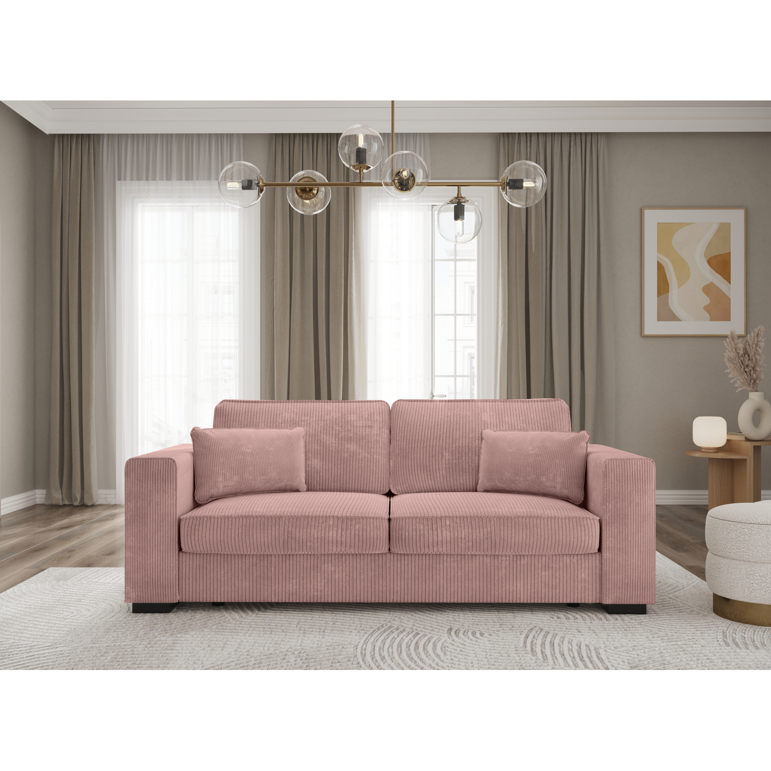 belami - Canapé velours côtelé Rose - Vue supplémentaire 2