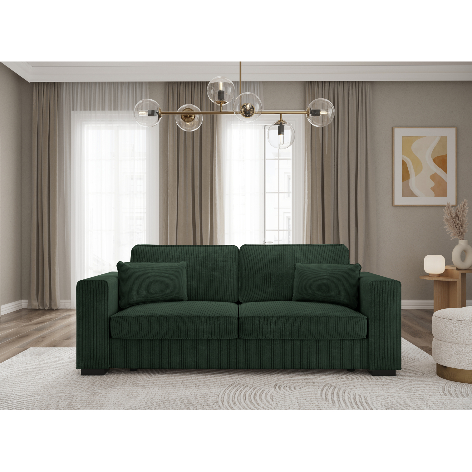 belami - Canapé velours côtelé Vert - Vue supplémentaire 2
