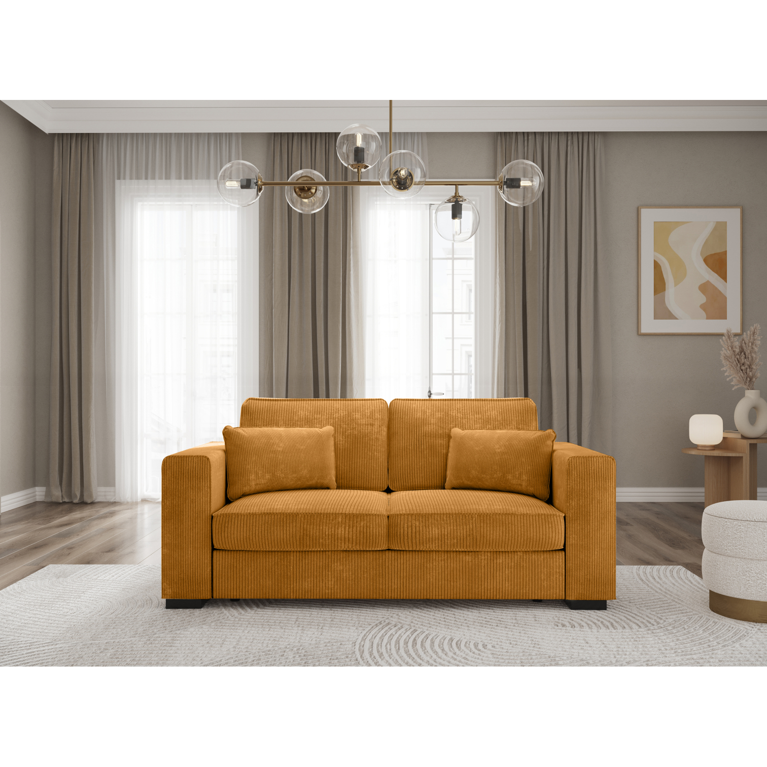 belami - Canapé velours côtelé Jaune - Vue supplémentaire 2