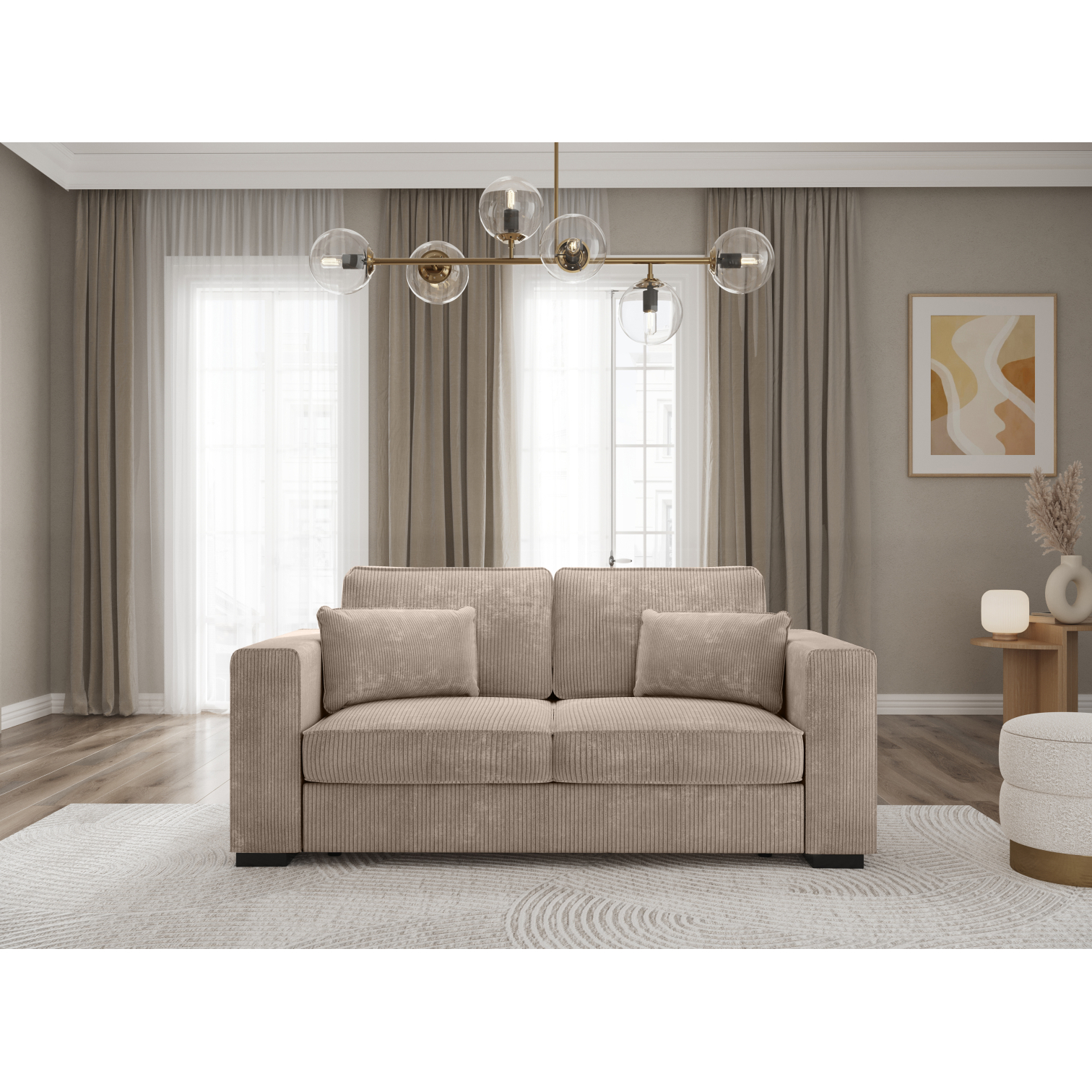 belami - Canapé velours côtelé Marron - Vue supplémentaire 2