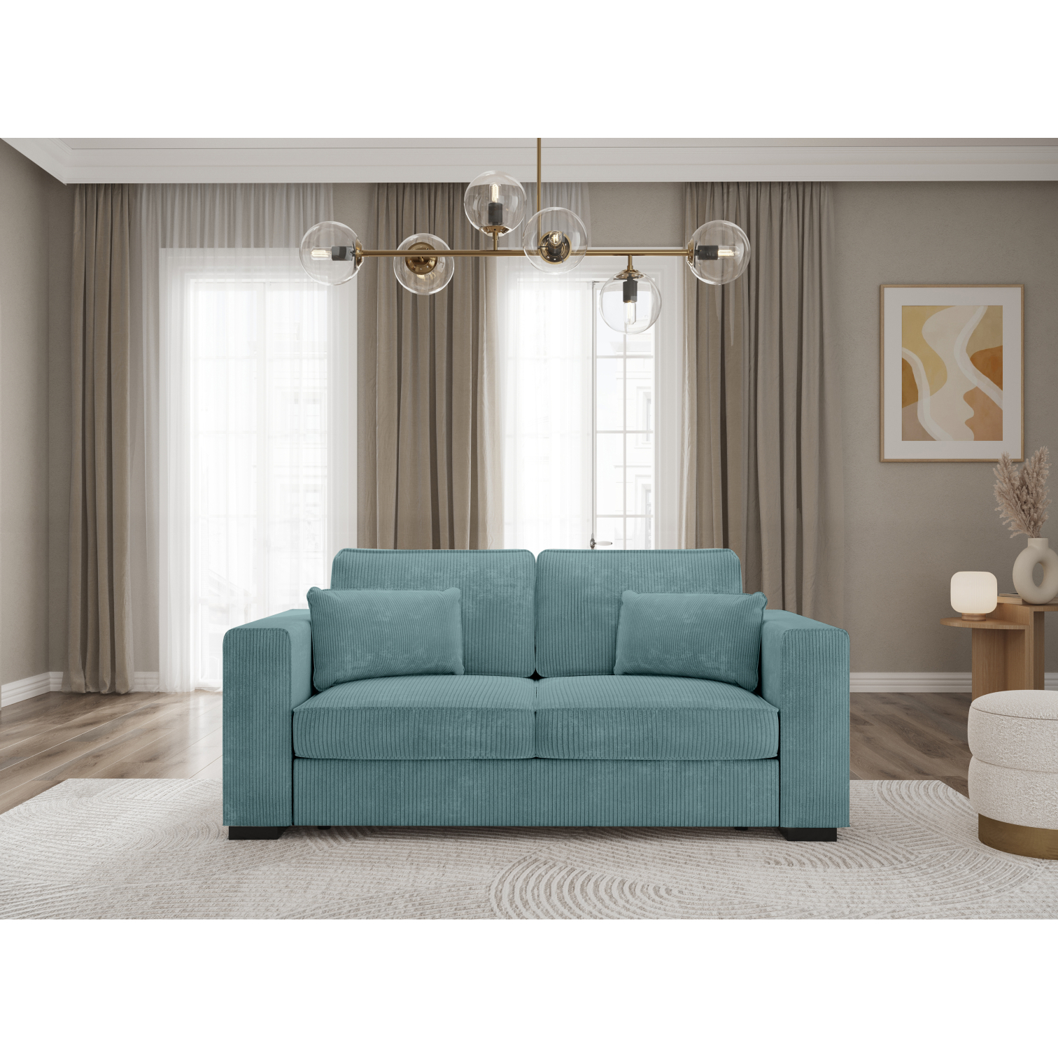 belami - Canapé velours côtelé Bleu - Vue supplémentaire 2