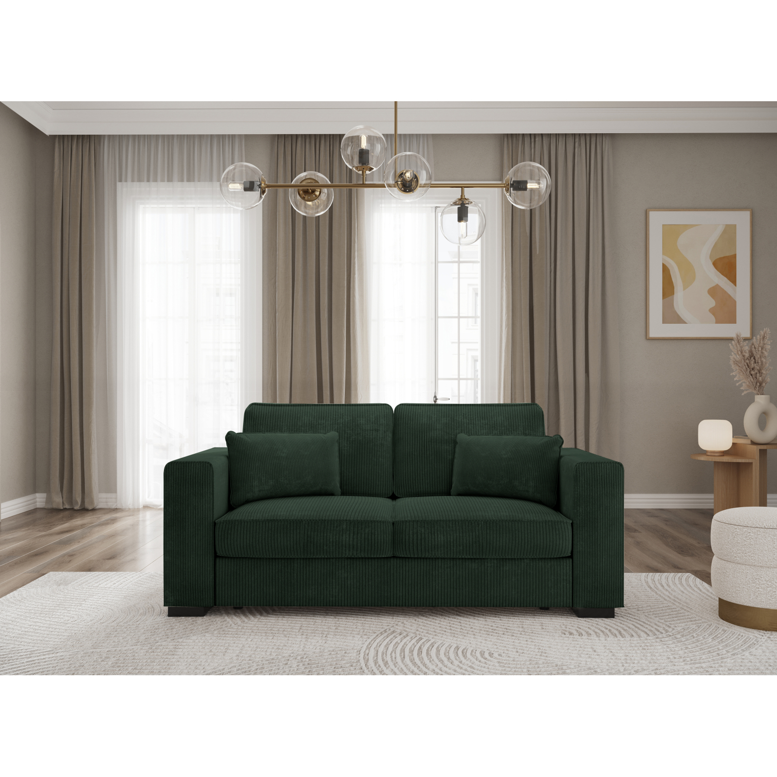 belami - Canapé velours côtelé Vert - Vue supplémentaire 2