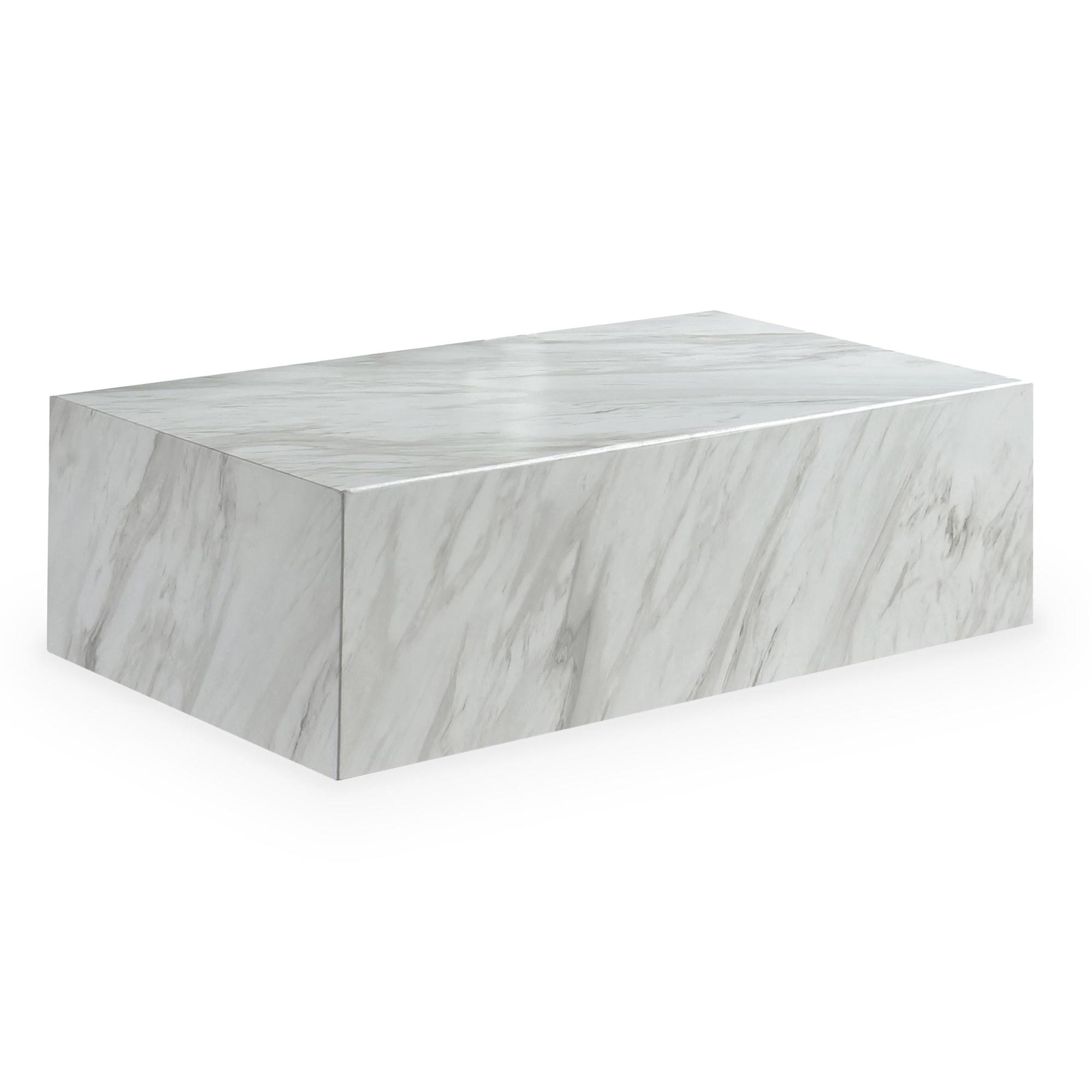 Table basse rectangulaire effet marbre blanc