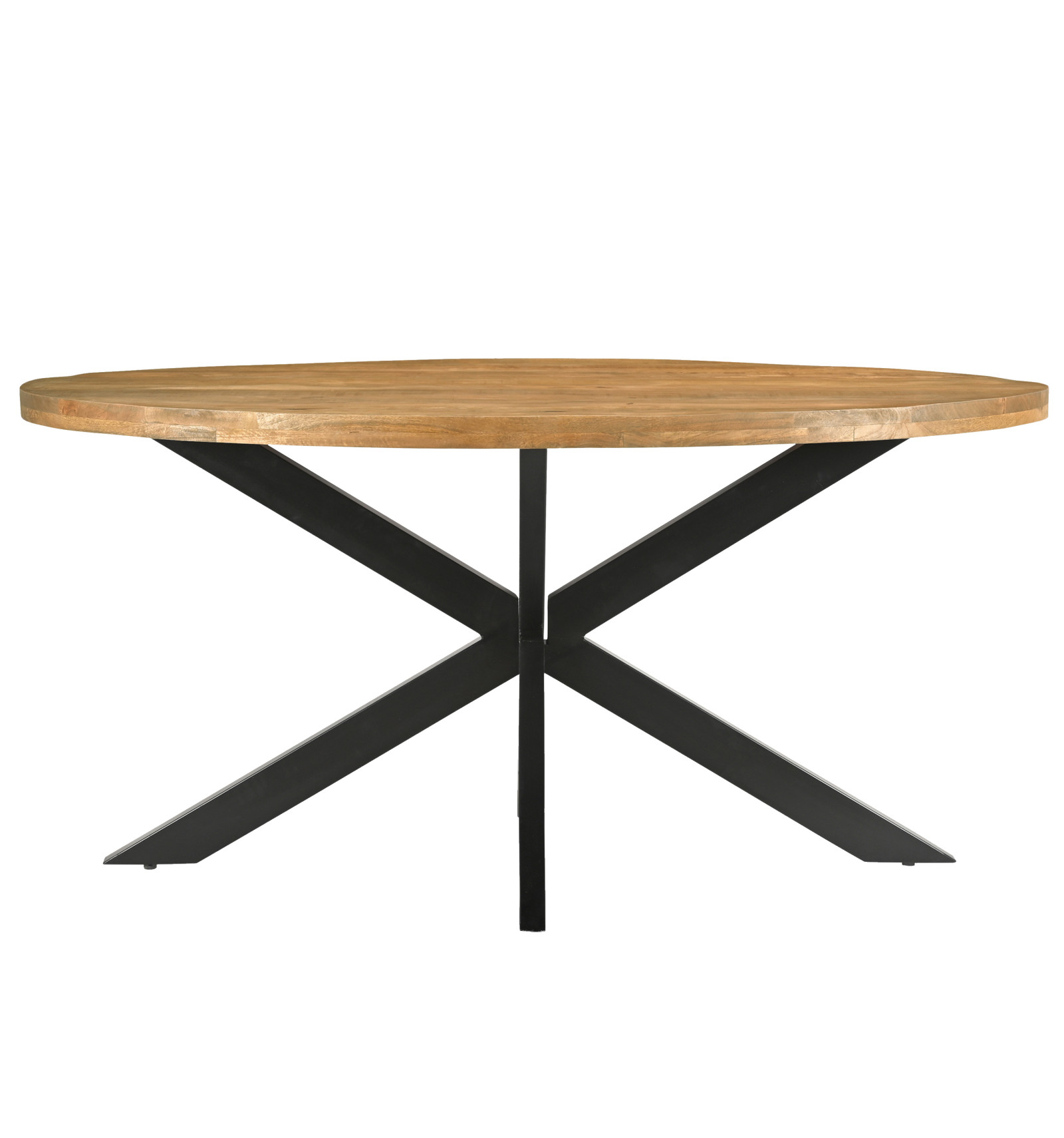 Table à manger Ovale 6 personnes, L160 cm, Manguier, métal noir
