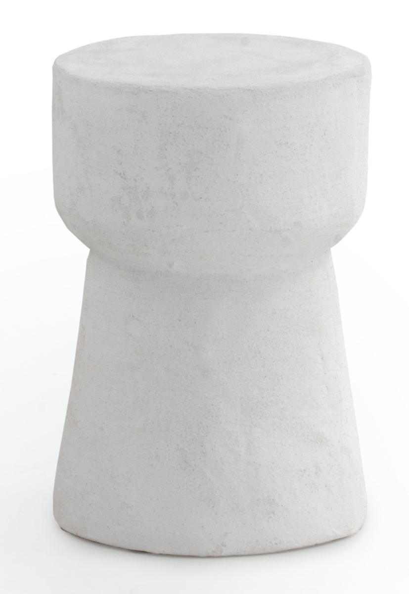 Table d’appoint en polyrésine couleur ciment blanc