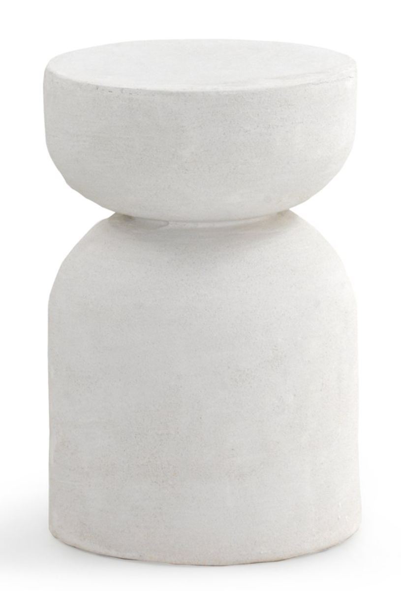 Table d’appoint en polyrésine couleur ciment blanc