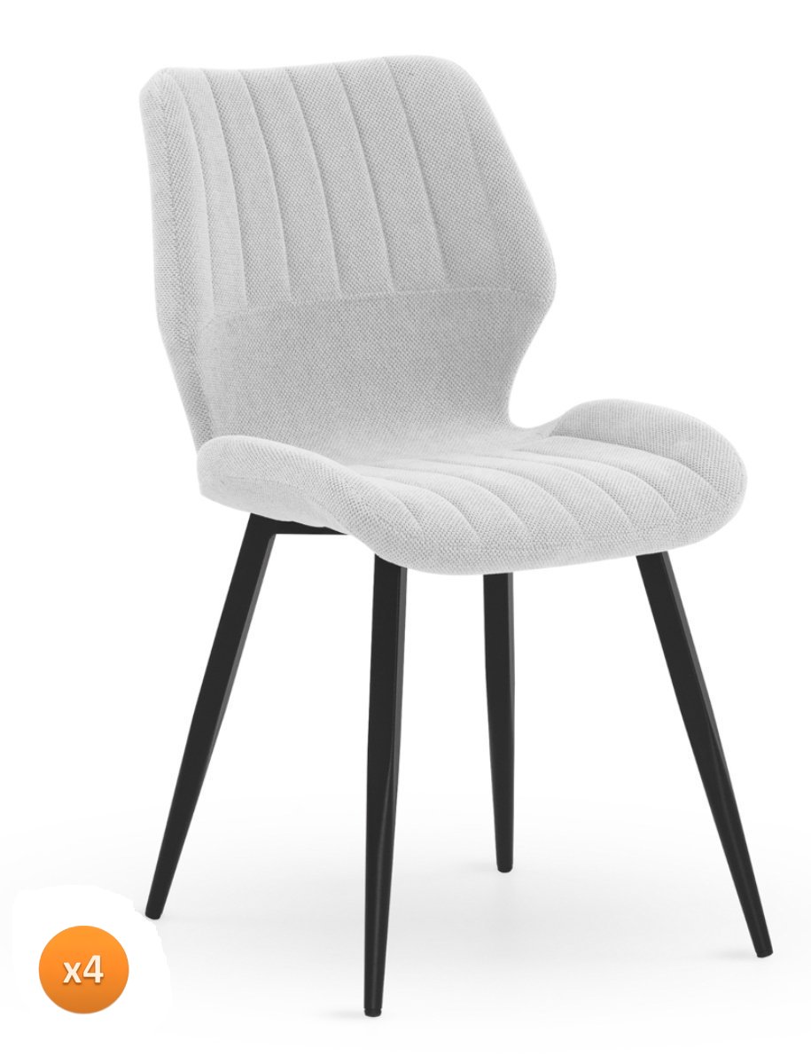 Lot de 4 chaises tapissées en chenille osseuse
