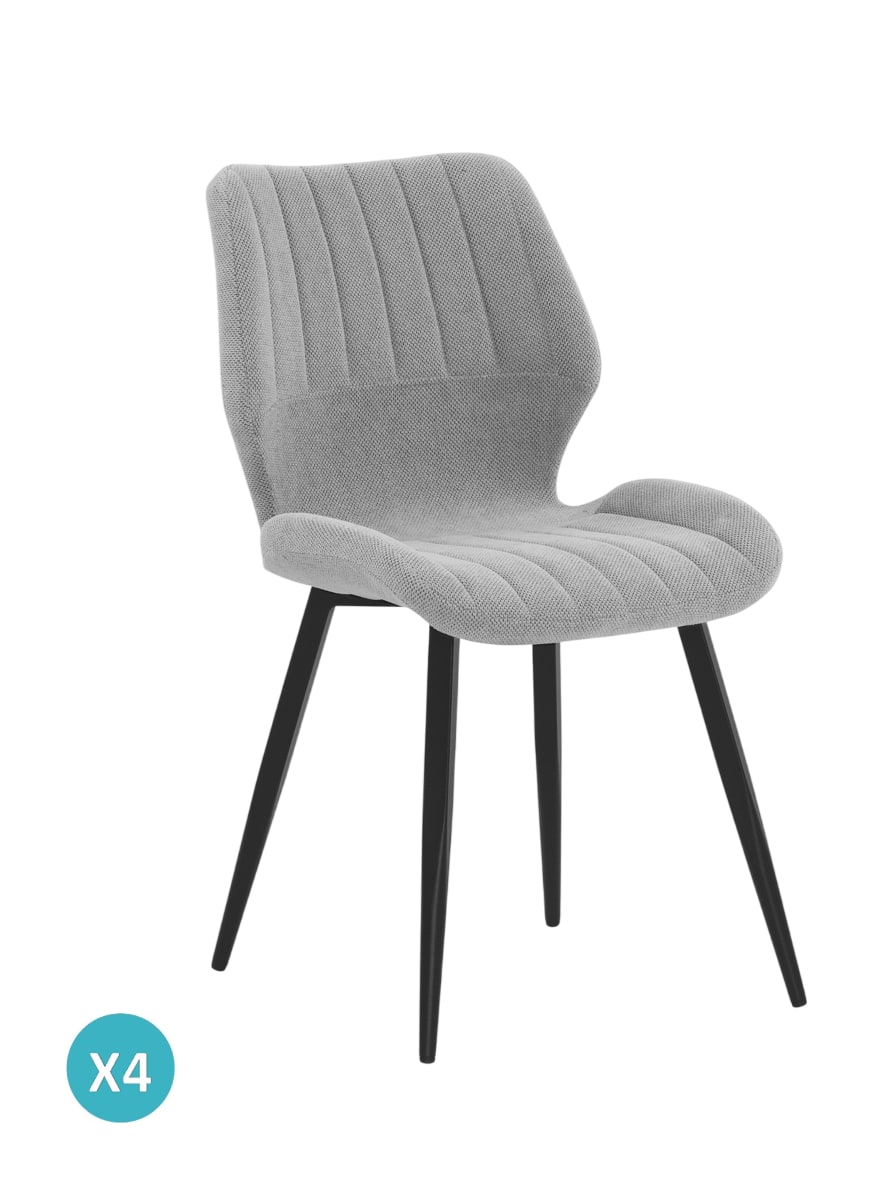 Lot de 4 chaises tapissées en chenille fossile