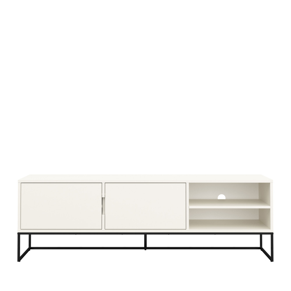Meuble TV 2 portes en bois et métal L176cm – Blanc