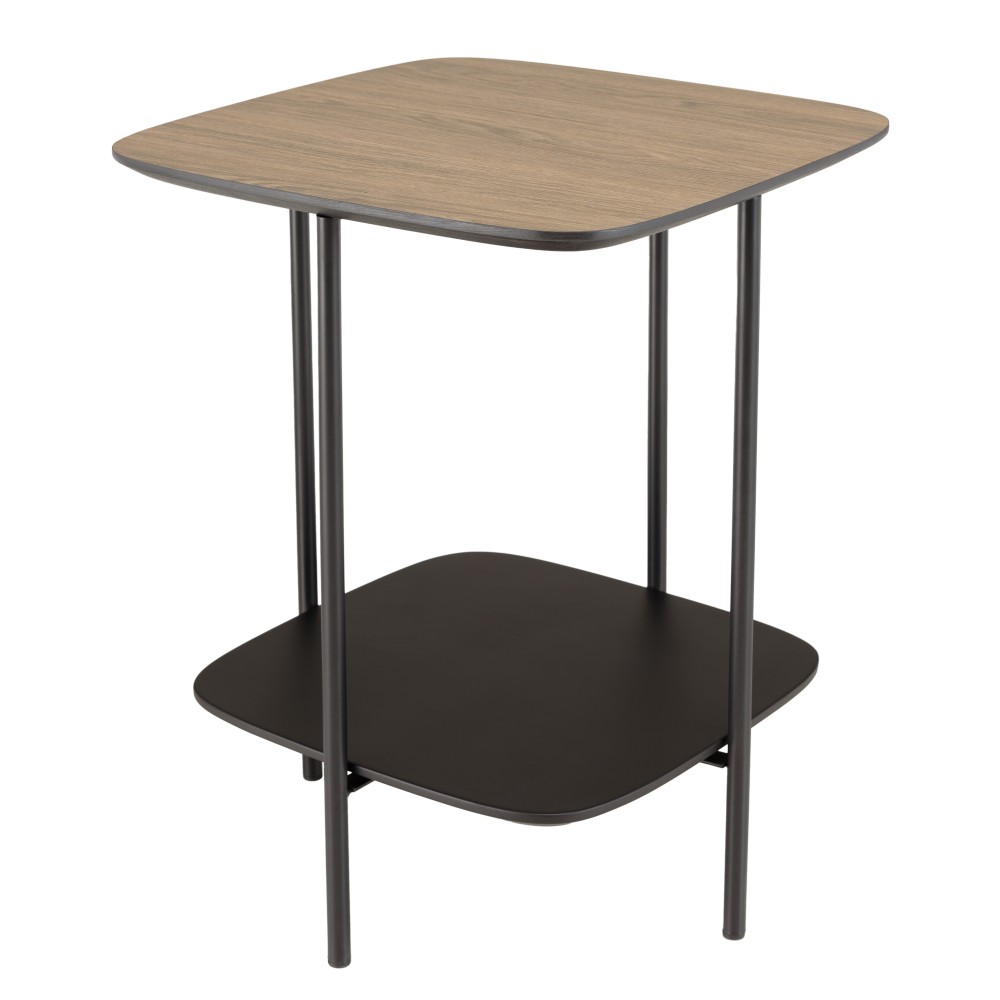 Table d’appoint 2 plateaux bi-matière pieds métal