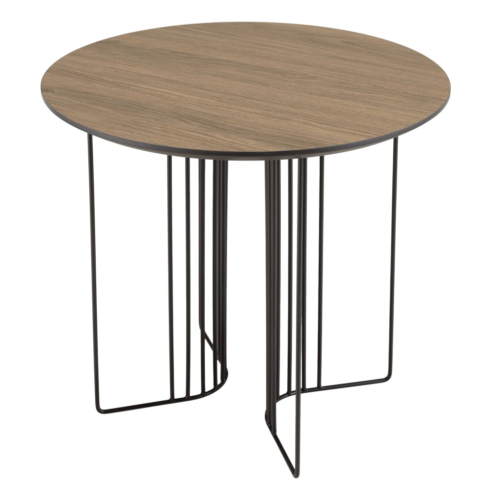 Table d’appoint biseautée 50cm pieds graphiques métal