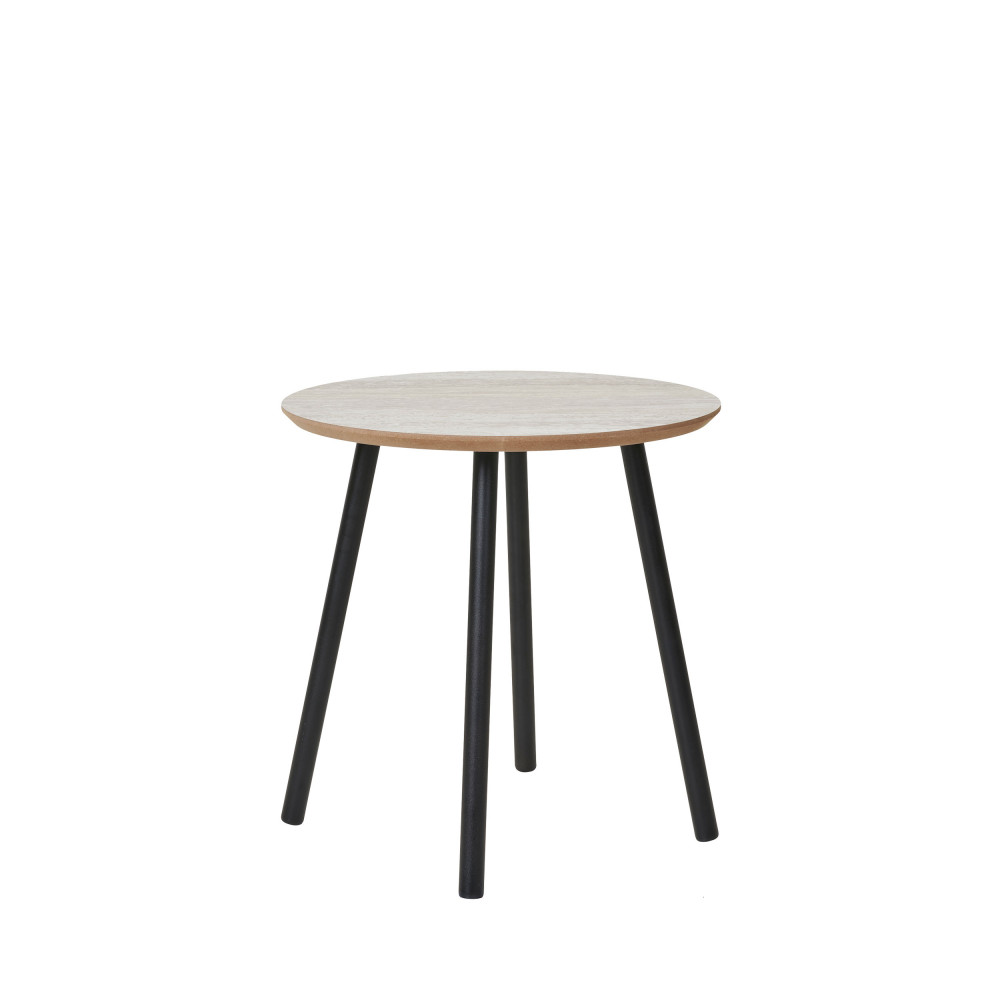 Table d’appoint ronde effet travertin et métal ø40cm – Beige