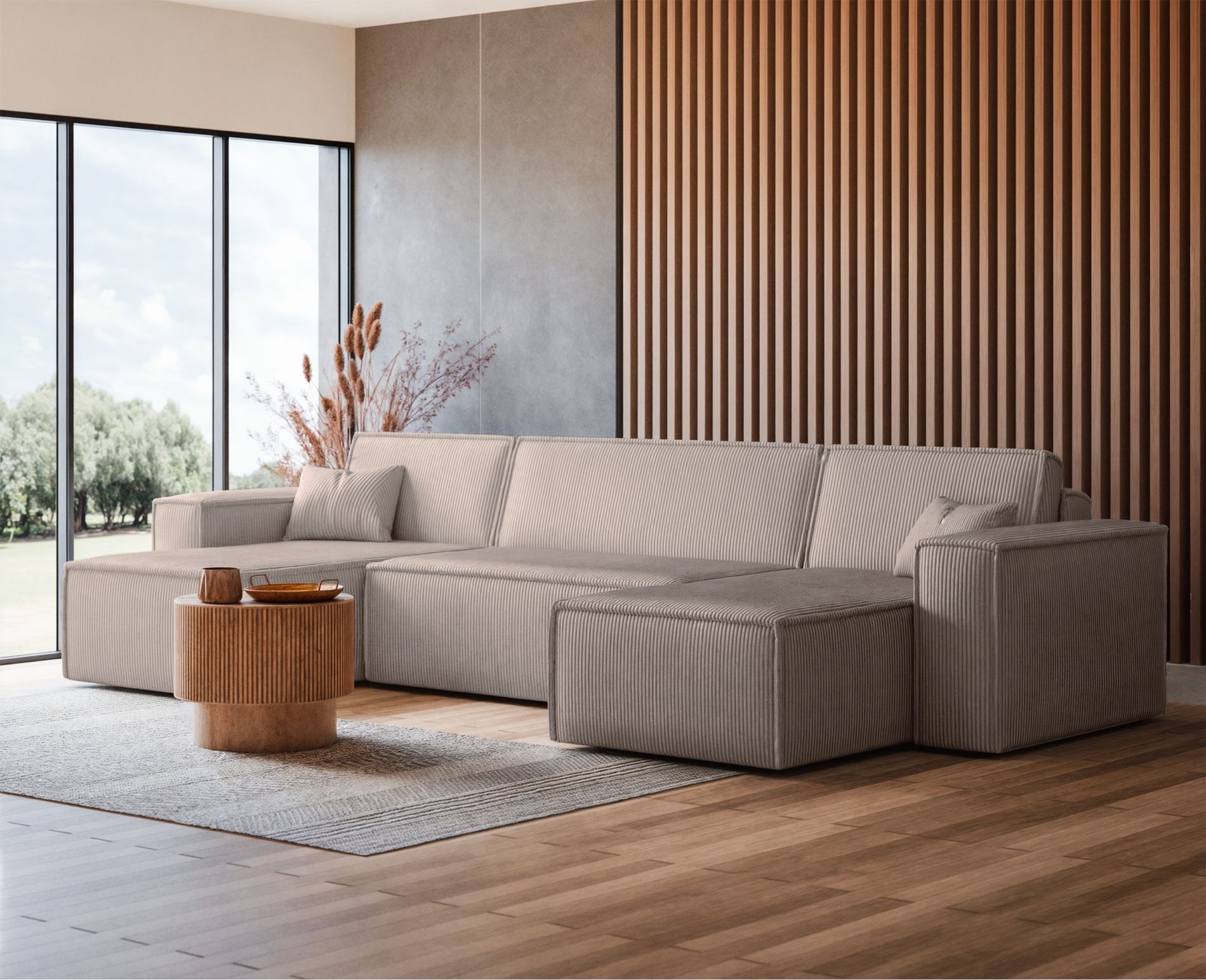 scarlo - Canapé velours côtelé Beige - Vue supplémentaire 2