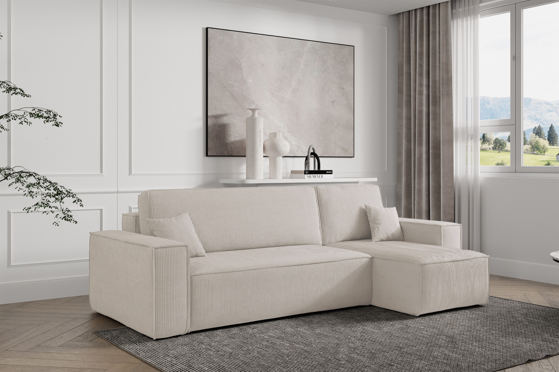 scarlo - Canapé velours côtelé Beige - Vue supplémentaire 2