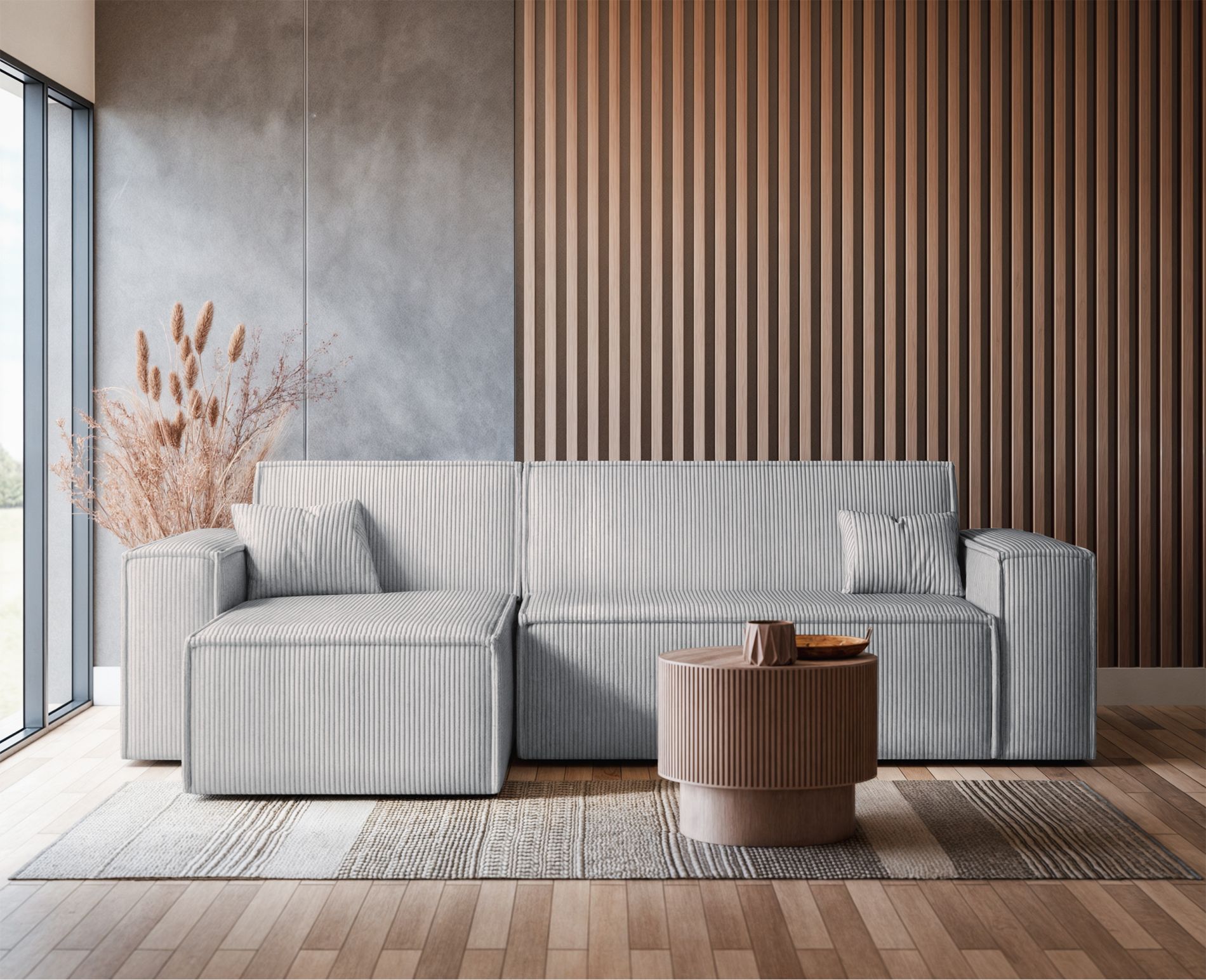 Produit similaire: scarlo-l - Canapé velours côtelé Gris