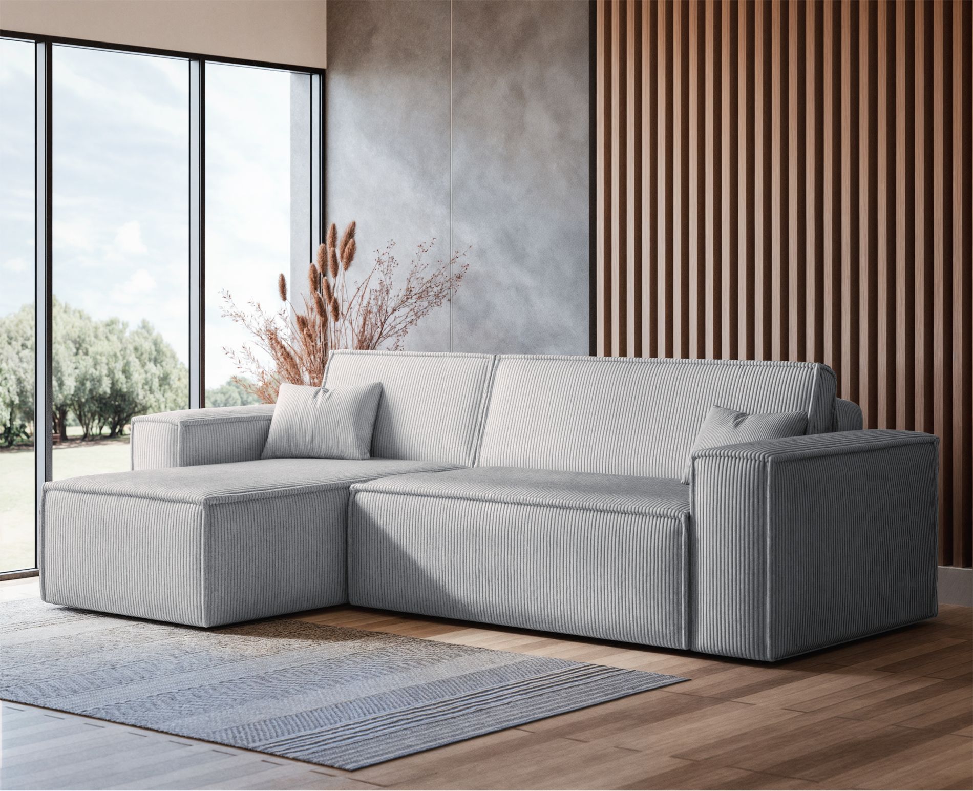 scarlo-l - Canapé velours côtelé Gris - Vue supplémentaire 2