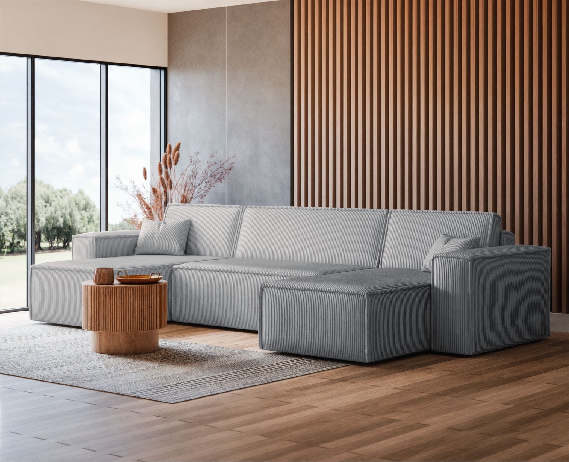 scarlo-u - Canapé velours côtelé Gris - Vue supplémentaire 2