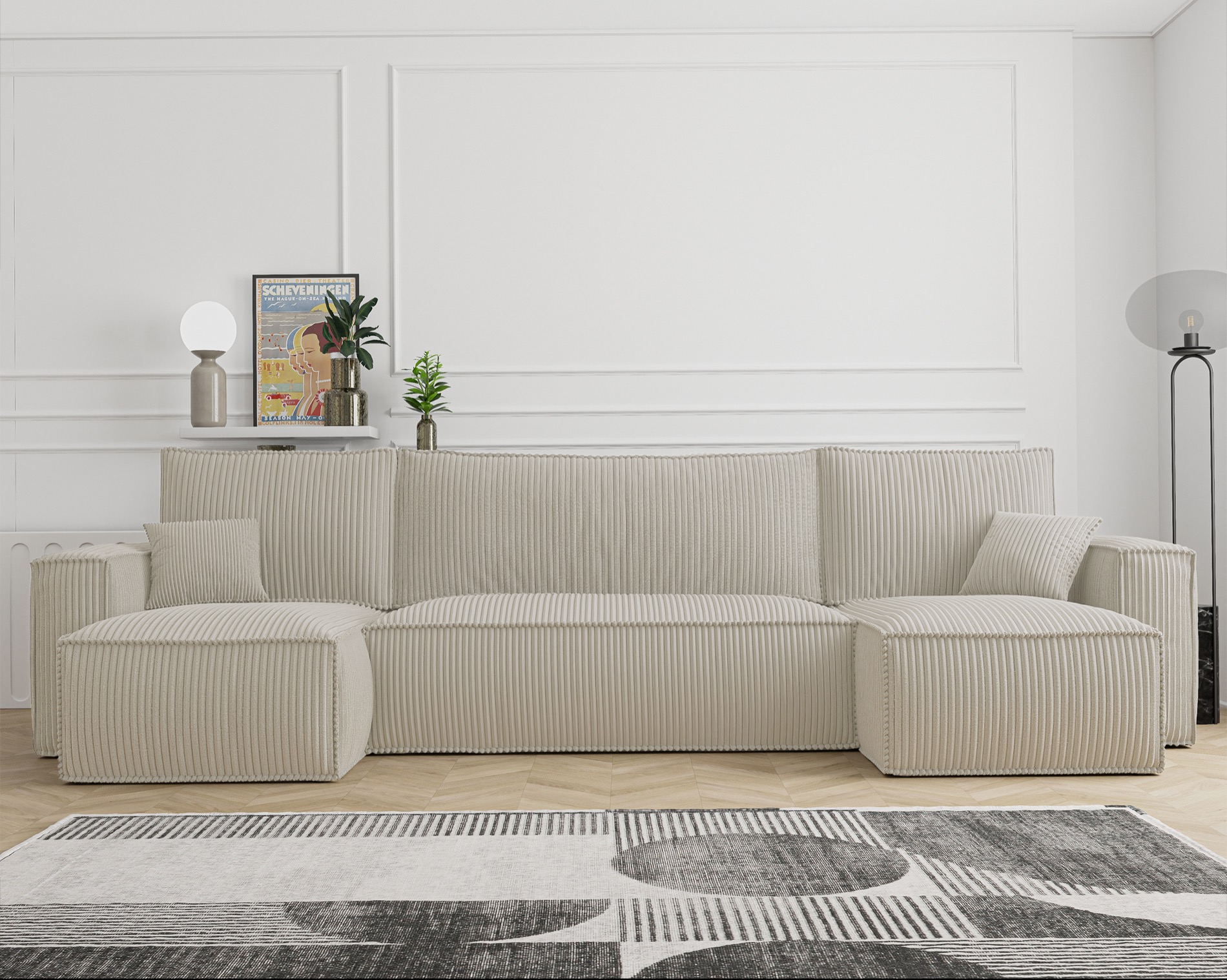 scarlo-u - Canapé velours côtelé Beige