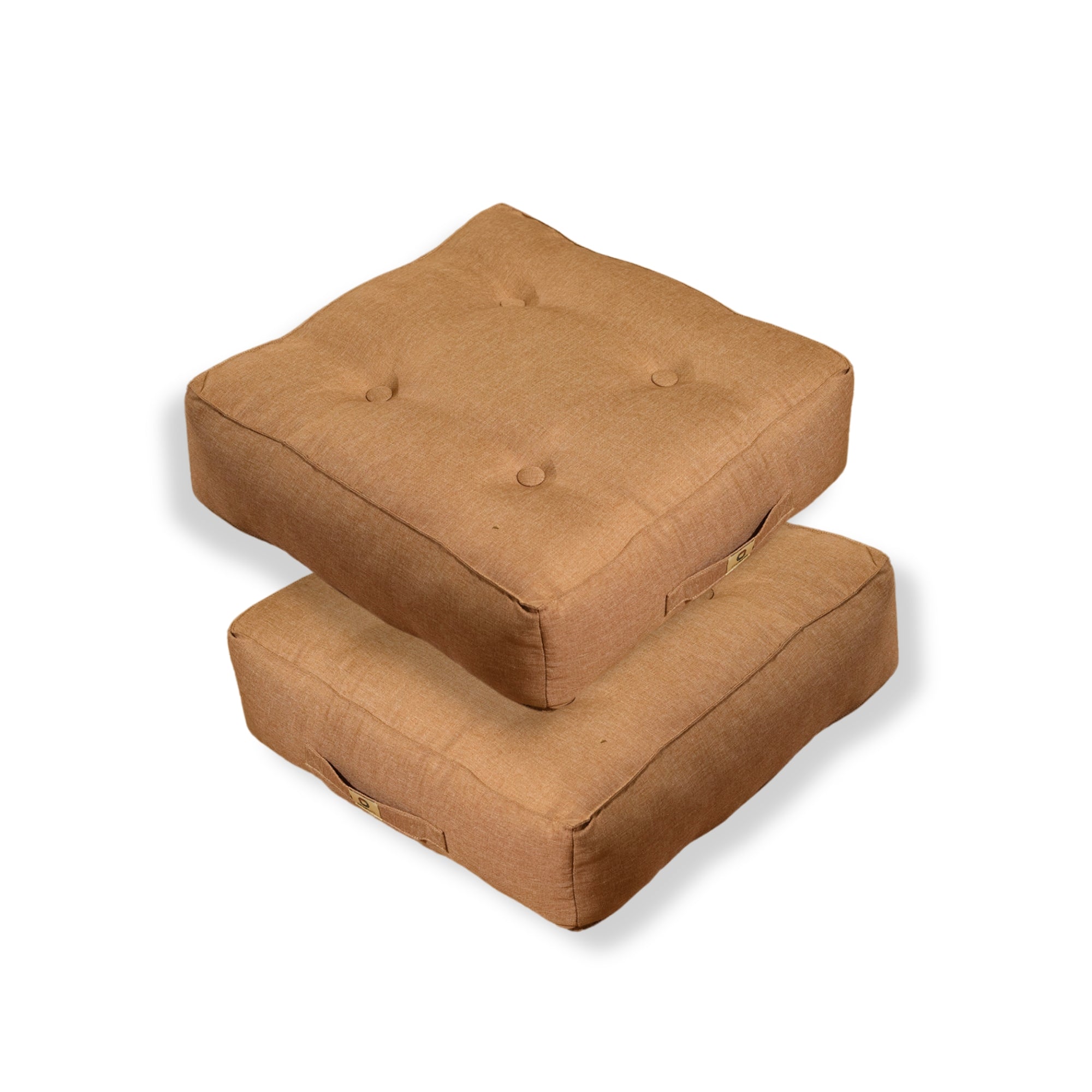 Coussins de sol effet lin 40 x 40 x 12 cm lot de 2 – Marron clair