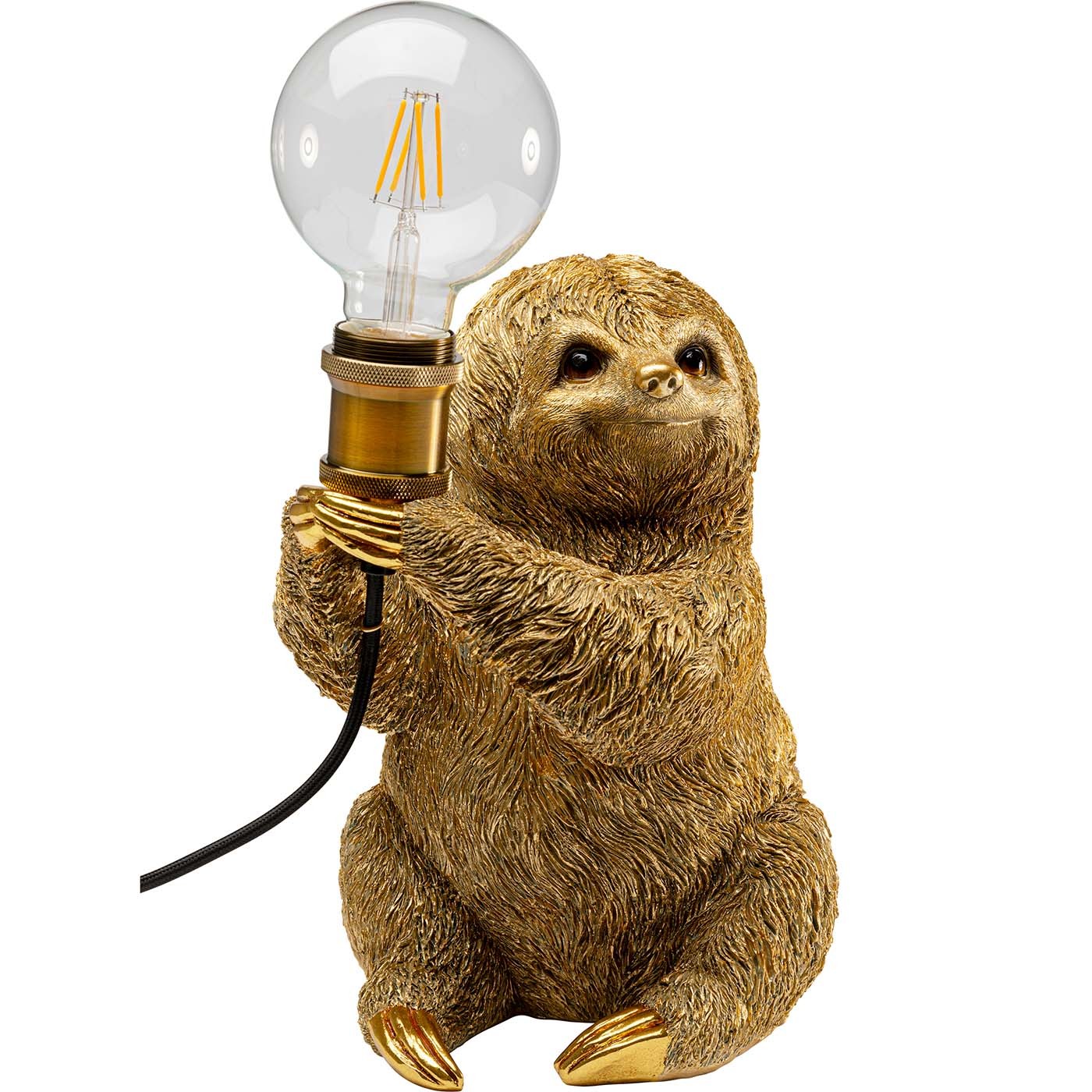 Lampe paresseux en polyrésine dorée