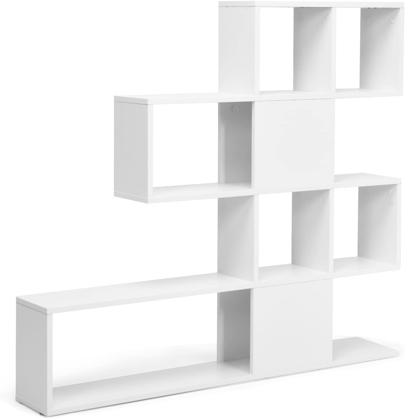 Bibliothèque sur pied à 4 niveaux étagère ouverte blanc 120×19,5x120cm