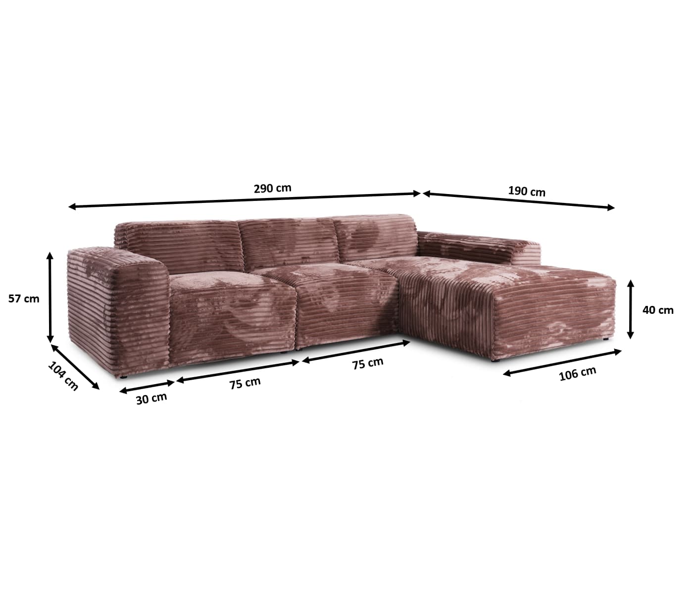 brisia - Canapé velours côtelé Beige - Vue supplémentaire 2