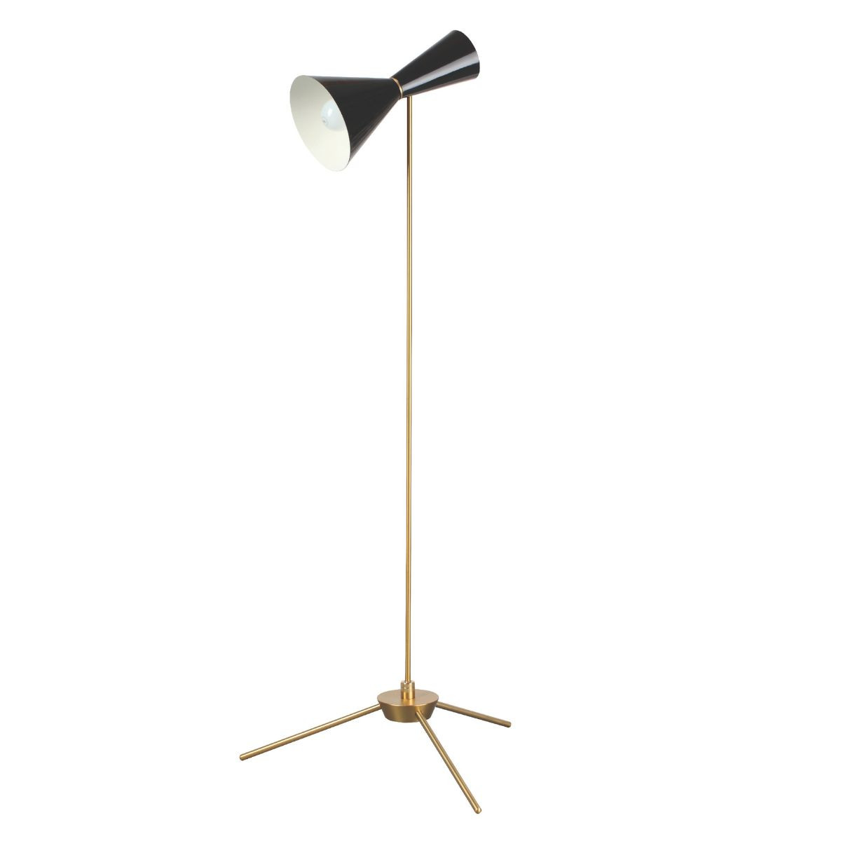 Lampadaire en métal finition noire et laiton – H131 cm