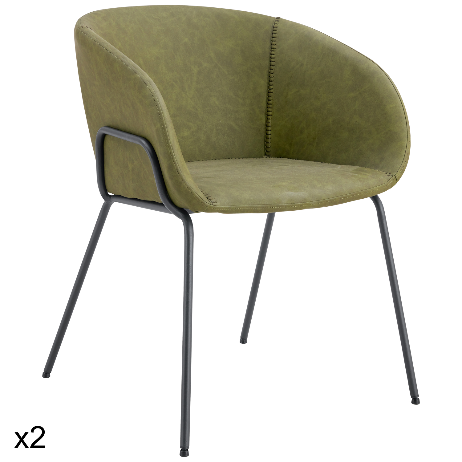Lot de 2 chaises en simili vert