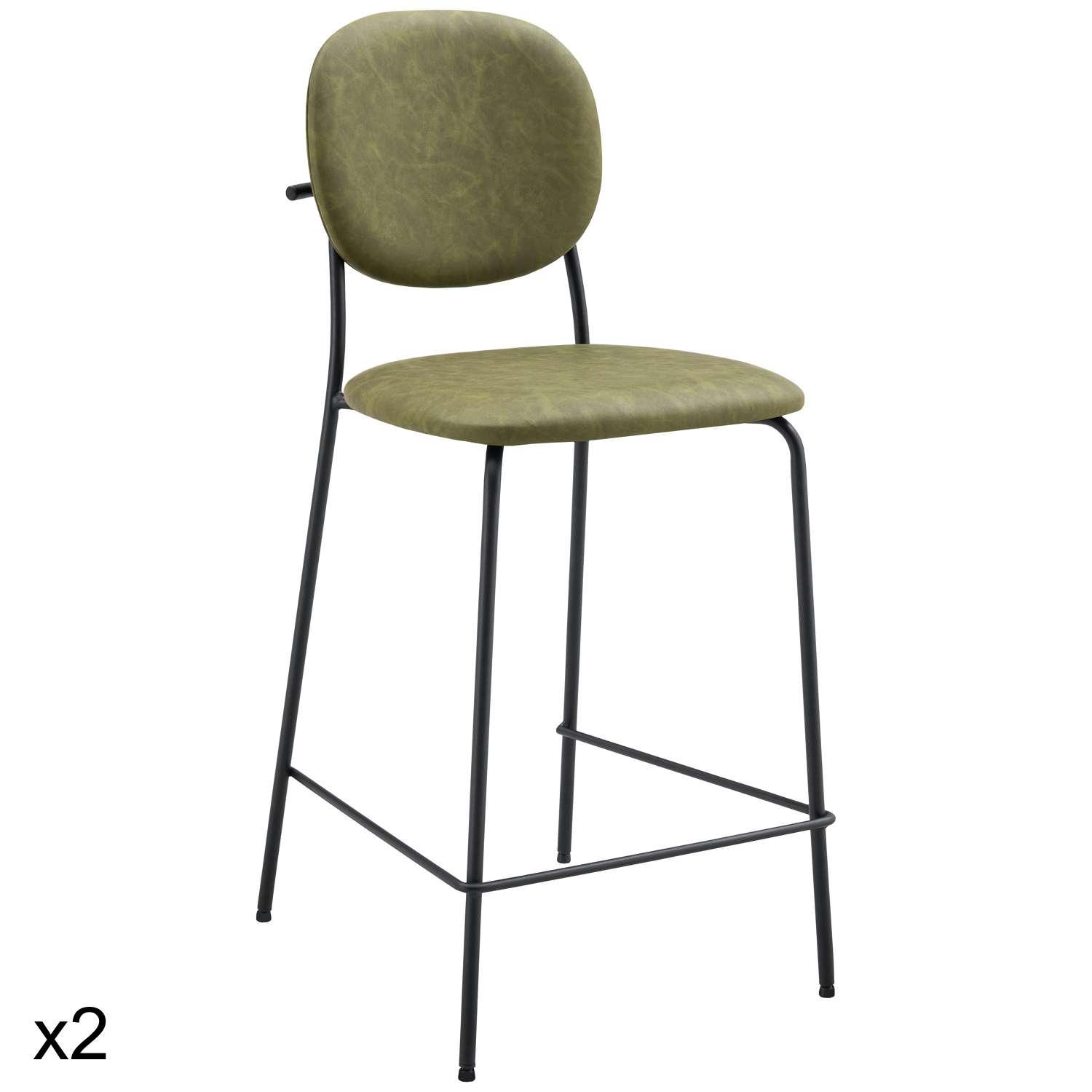 Lot de 2 tabourets de bar en simili vert